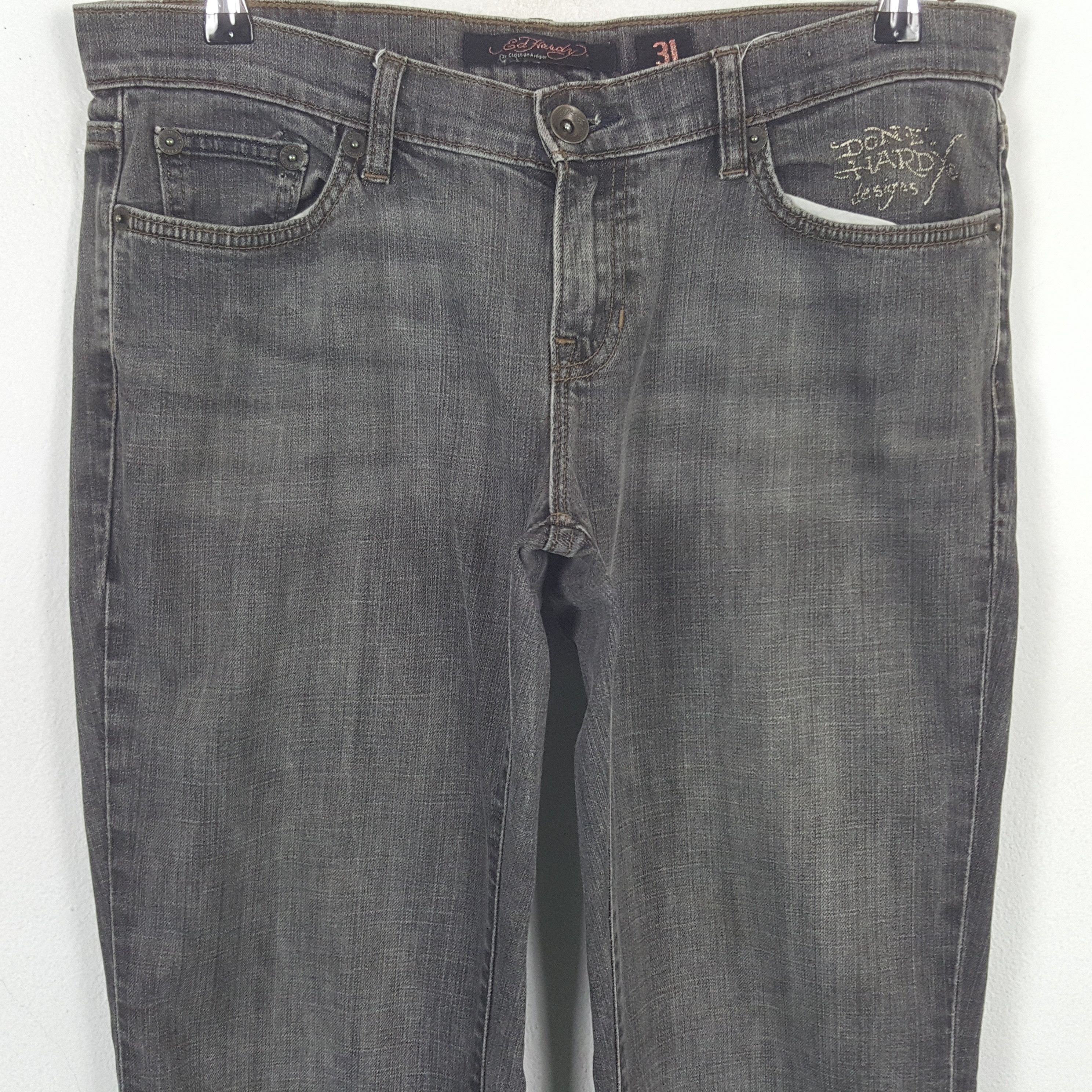Ed Hardy × Vintage Vintage Ed Hardy Spell Out Logo Denim Jeans Size 34" / US 12 / IT 48 - 5 Thumbnail