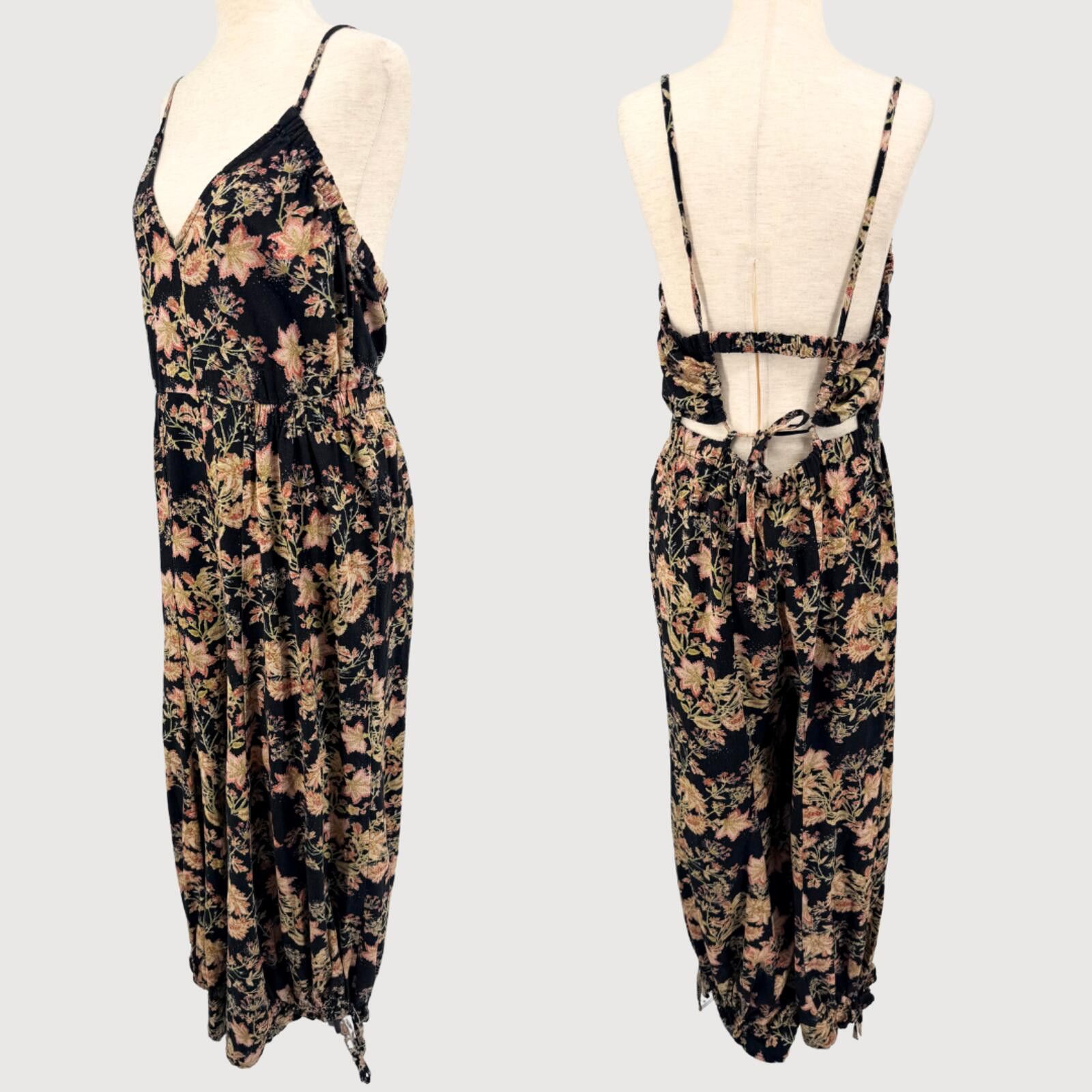 Free People Free People Floral Wide Leg Jumpsuit Black L Size 36" / US 14 / IT 50 - 3 Thumbnail