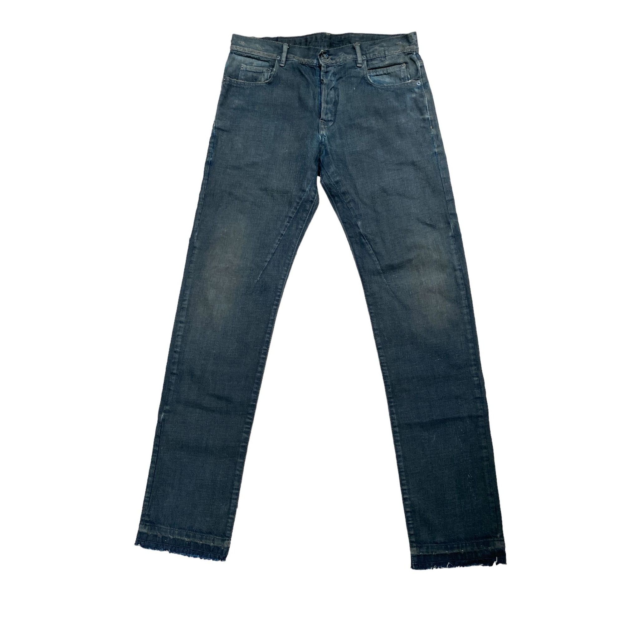 image of Rick Owens x Rick Owens Drkshdw Vintage Olmar And Mirta Waxed Denim Jeans in Dark Grey (Size 33)