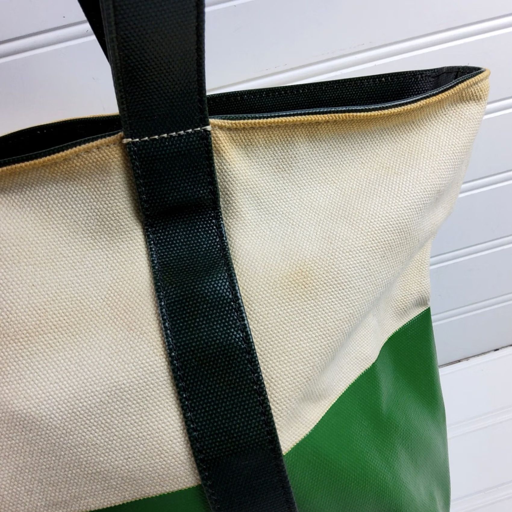 Tory Burch Tory Burch Beach Bag Dipped Canvas Zip Tote Shoulder Handbag Purse Ladies Green Large Tote Beach Nautical Size ONE SIZE - 4 Thumbnail
