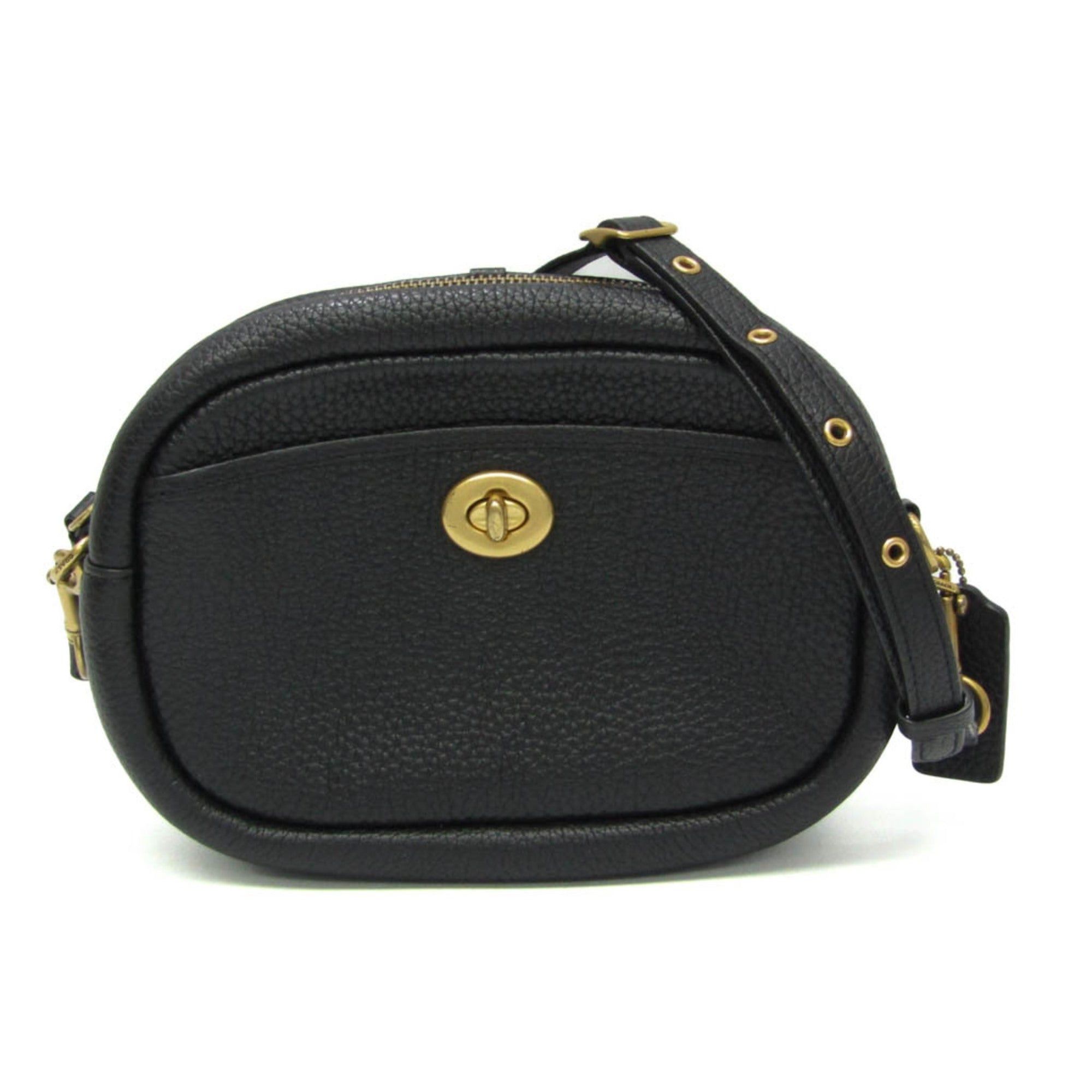 image of Coach Camera Bag C5809 Women's Leather Shoulder Bag Black