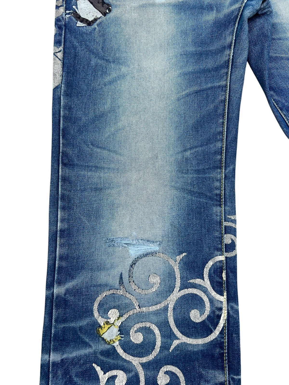 Vintage Dirty Mud SANMARUICHI Distress Frog Embroidery Denim Jeans Size US 30 / EU 46 - 9 Thumbnail