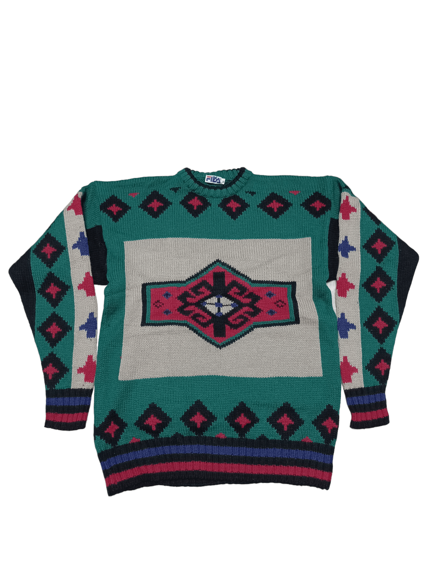 Fila VINTAGE 100% WOOL MADE IN HONG KONG FILA CRAZY Y2K SWEATER Size US XL / EU 56 / 4 - 1 Thumbnail