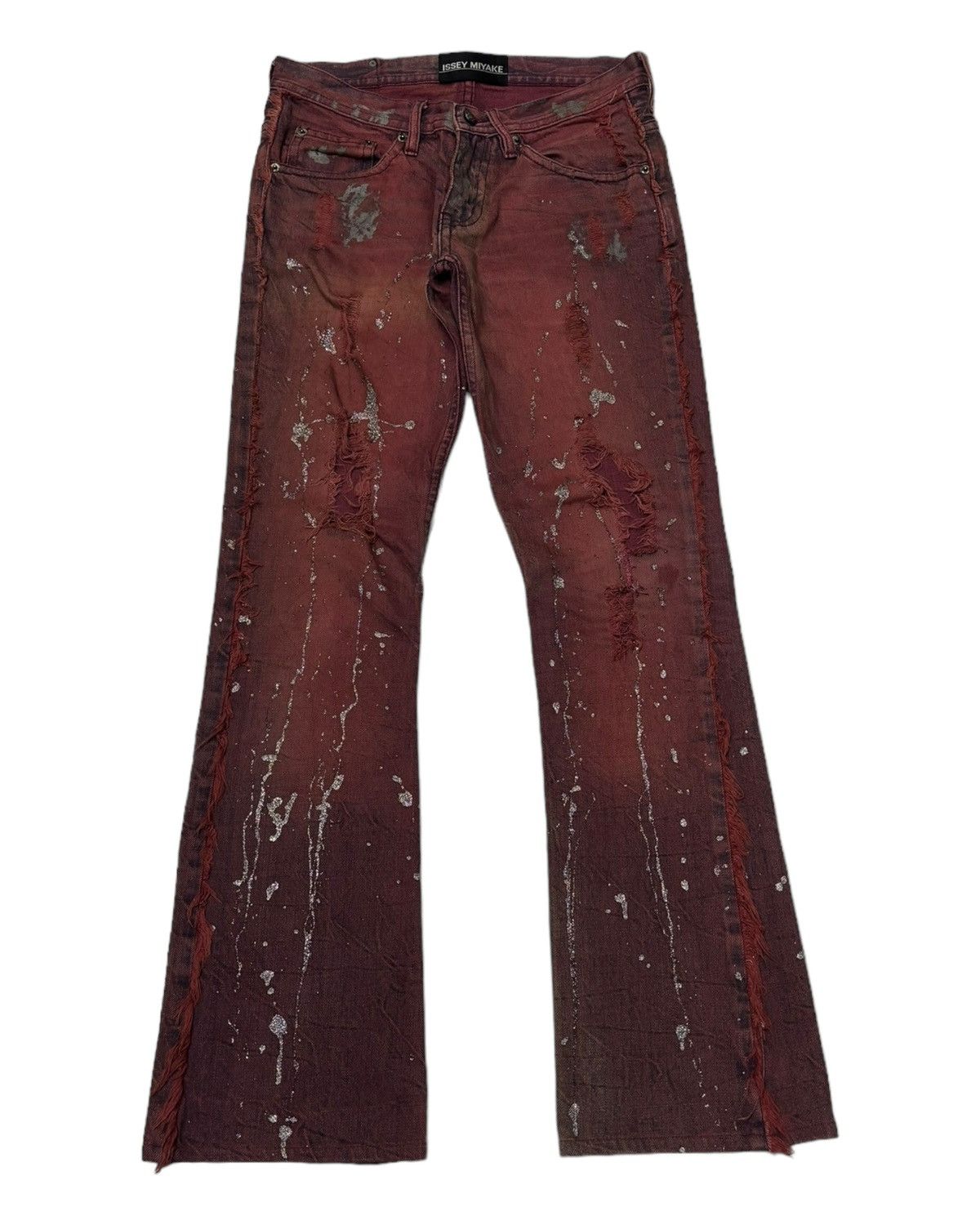 Issey Miyake × Japanese Brand ISSEY MIYAKE PAINTER SPLASH FLARED DENIM JEANS LOW RISE Size US 29 - 8 Thumbnail