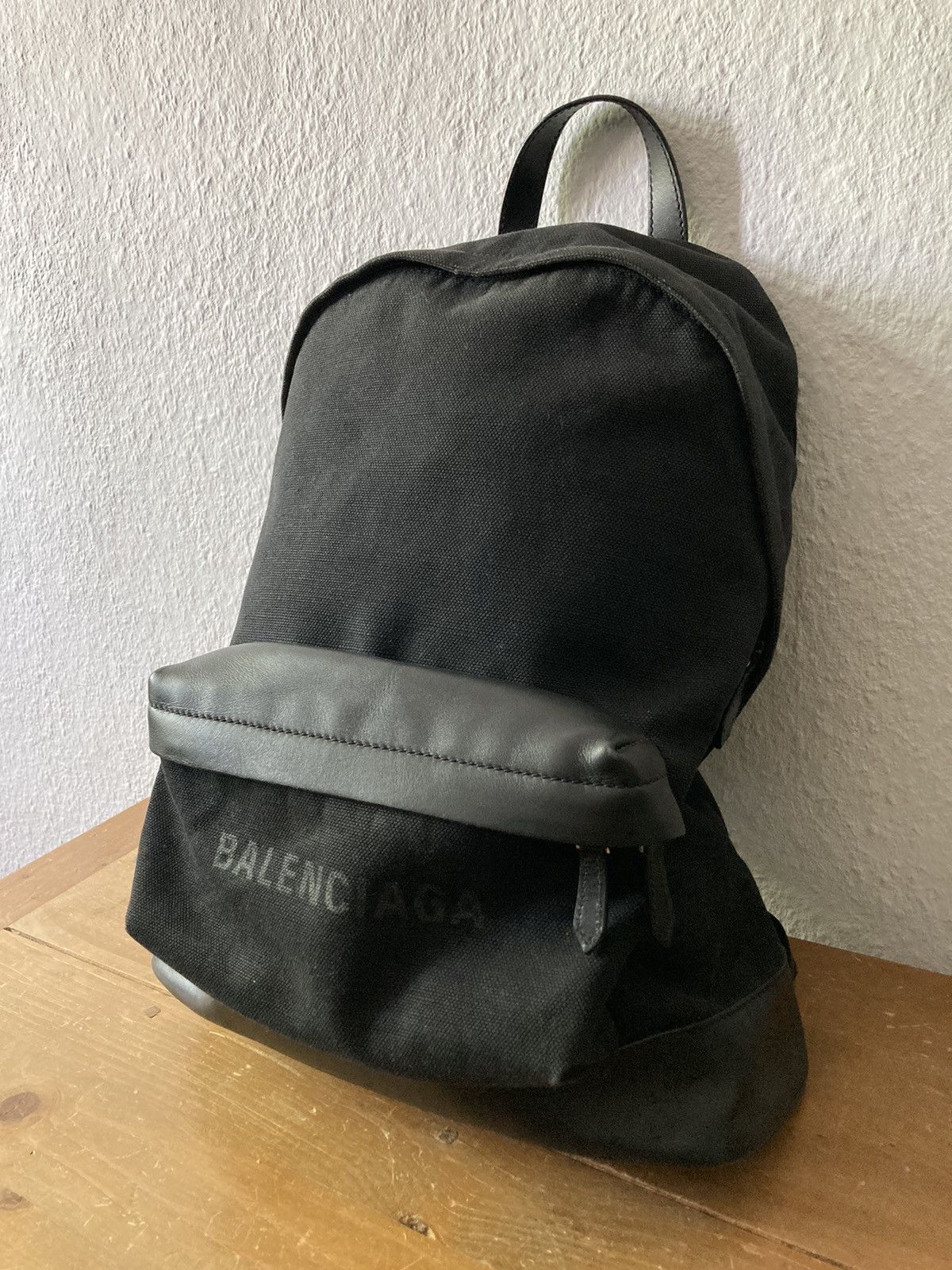 Balenciaga Balenciaga Leather Appliquéd Canvas Backpack Size ONE SIZE - 2 Thumbnail