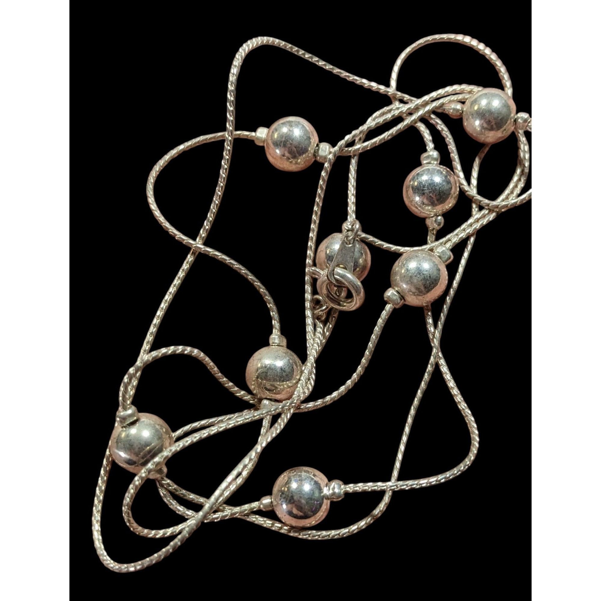 Other Modern Silver Tone Ball Beaded Station Necklace Size ONE SIZE - 4 Thumbnail