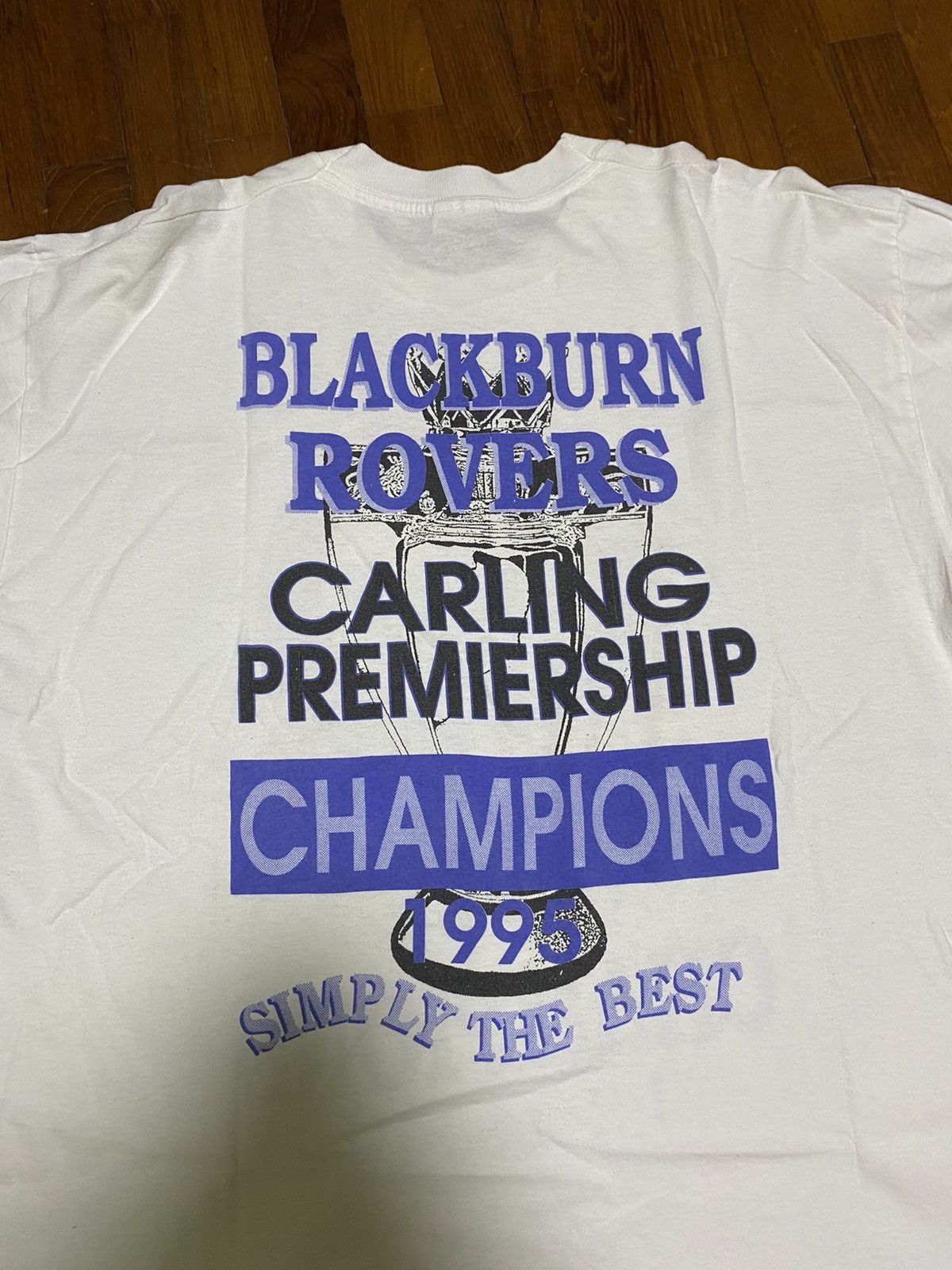 image of Soccer Jersey x Vintage ‘95 Blackburn Rovers Carling Premiership Champs Tee in White (Size XL)