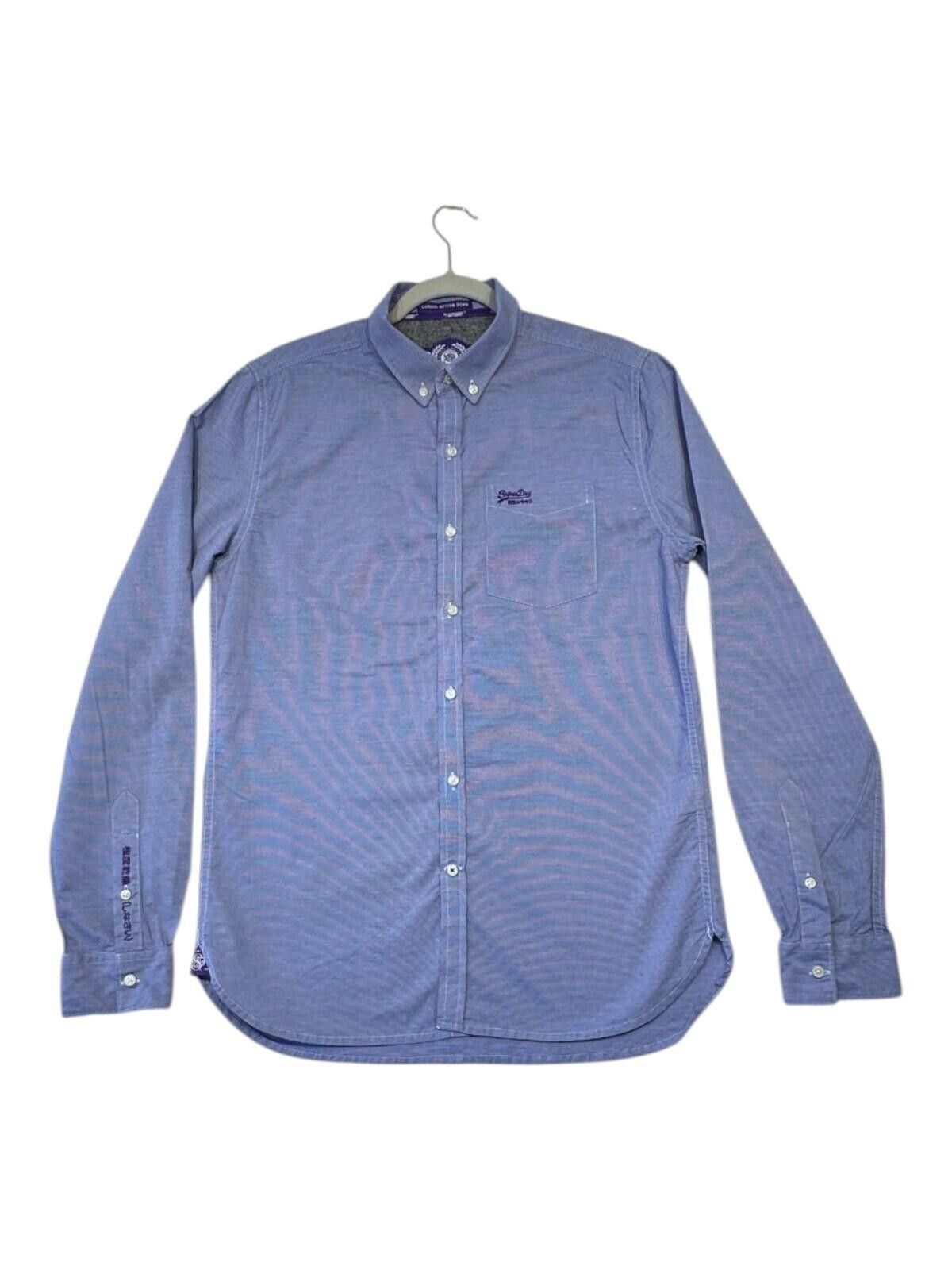 Superdry SuperDry Shirt Men's UK Size L Blue Pinstripe Embroidered Size 42R - 2 Thumbnail