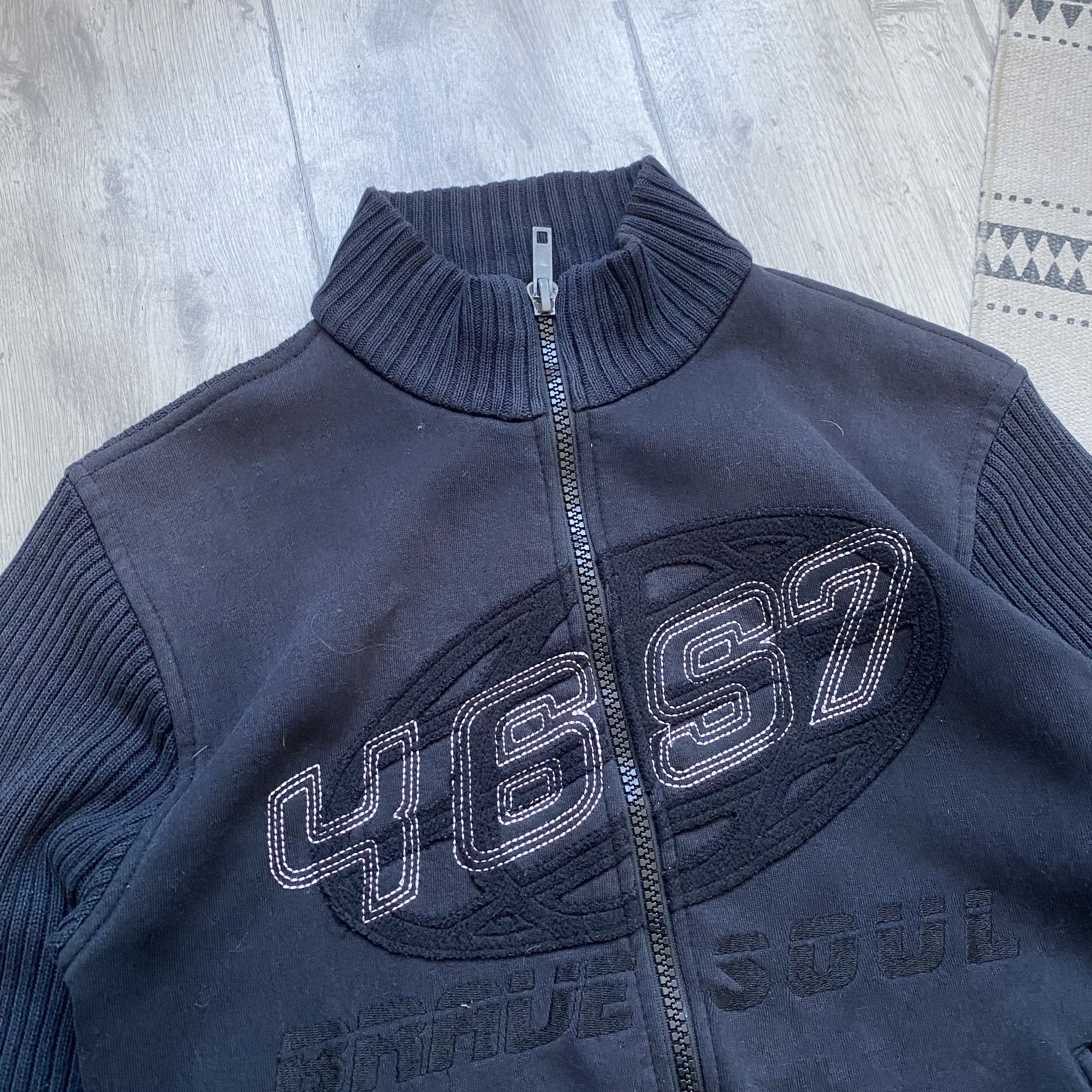 Energie Y2K Vintage 90s Diesel style Faded Ribbed knit sweater zip Size US M / EU 48-50 / 2 - 6 Thumbnail
