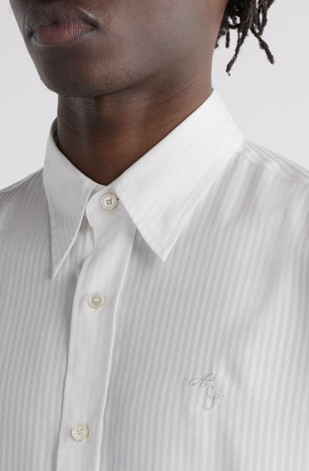 Acne Studios Acne Studios Tonal Pinstripe Lyocell Button-Up Shirt Size 42R - 5 Thumbnail