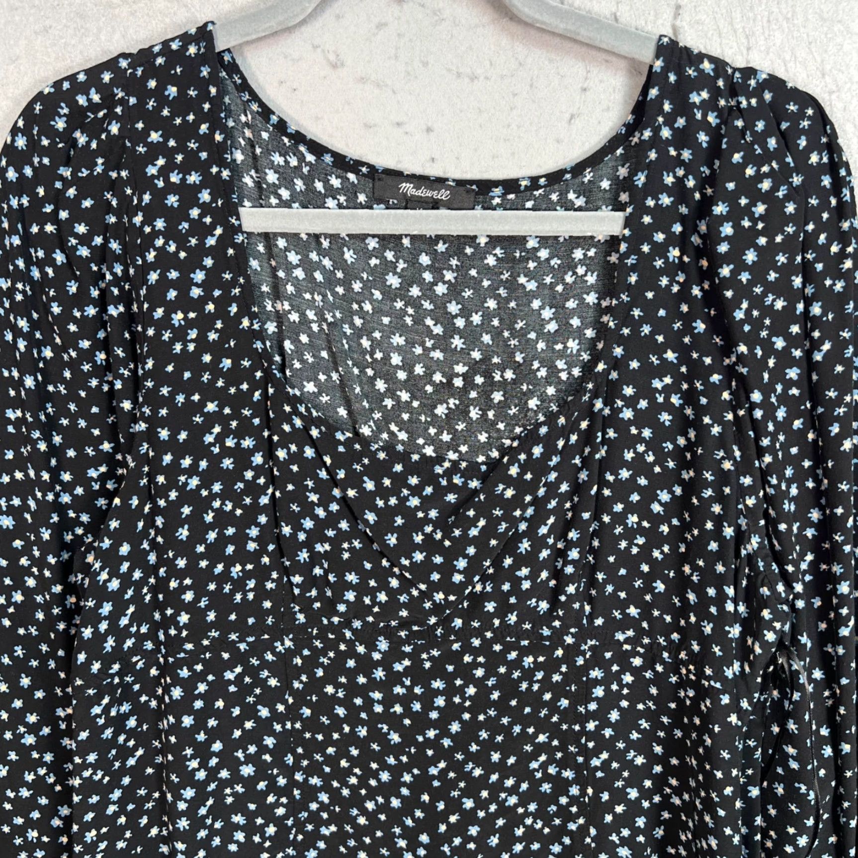Madewell Madewell Womens Size 14 Long Sleeve Floral Dress Black - Mini Dress, Viscose Polyester, Ruffle, Casual, 14, Black, Flower, Spring Summer Fall Womens Size XL / US 12-14 / IT 48-50 - 5 Thumbnail