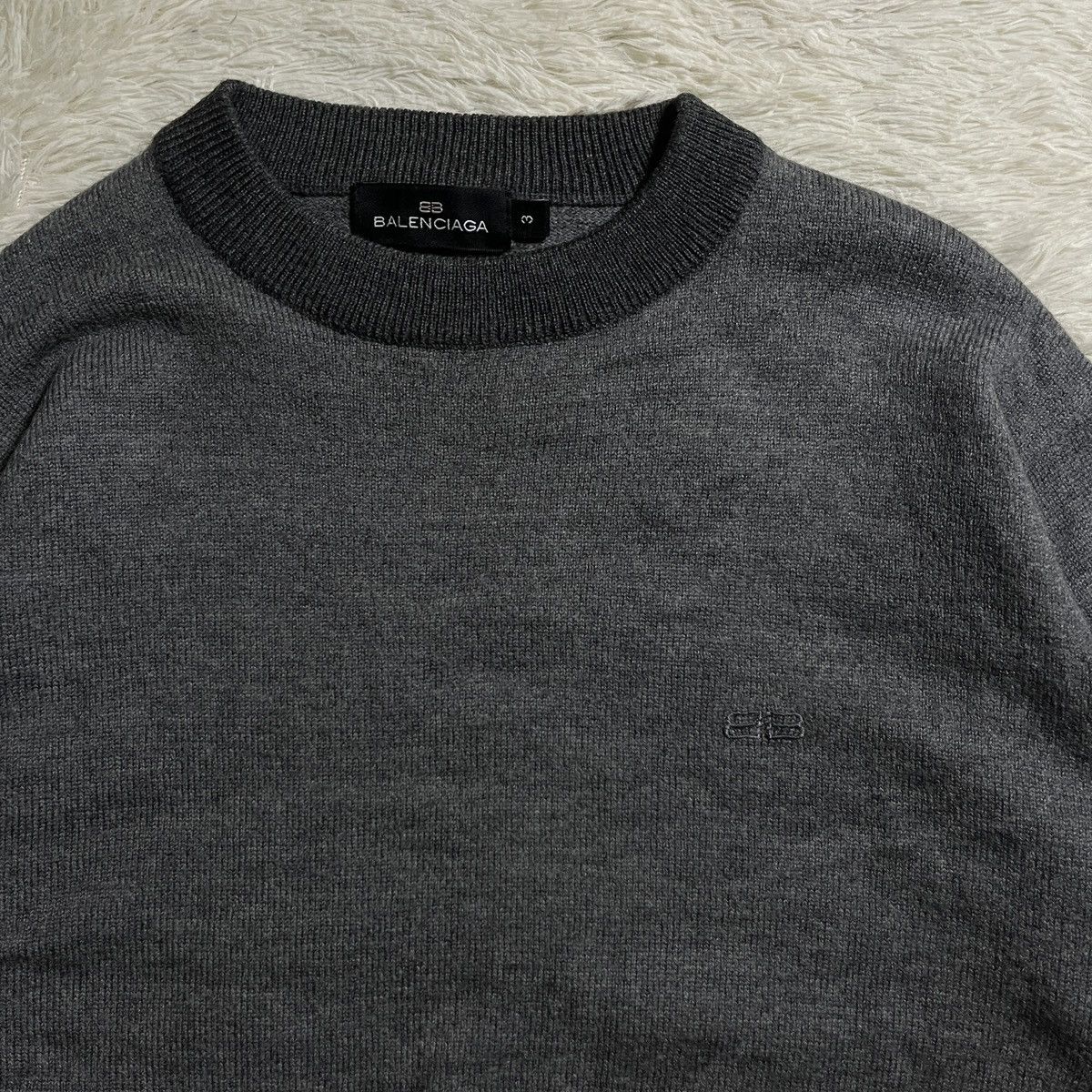Balenciaga Vintage Balenciaga Gray Wool Knitted Crewneck Sweater Size US S / EU 44-46 / 1 - 2 Thumbnail