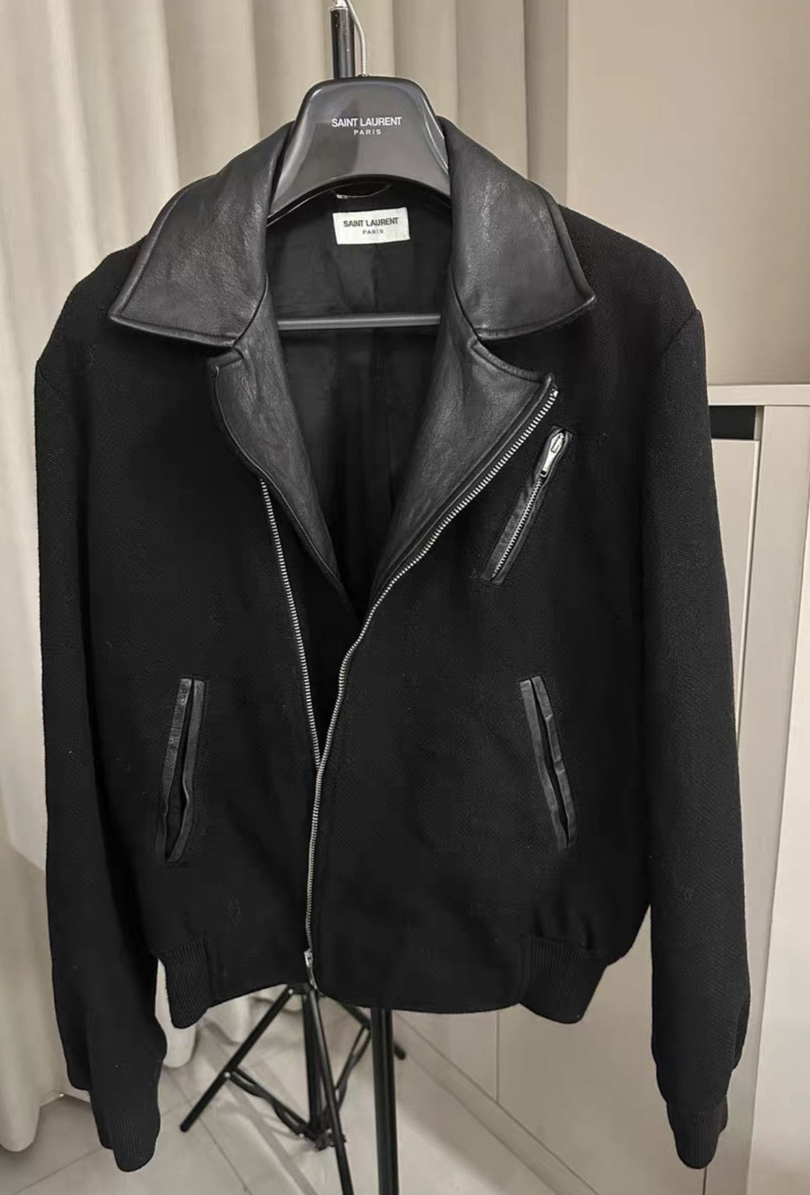 Saint Laurent Paris Saint Laurent SLP 2014FW Black Wool & Lambskin Jacket Size US M / EU 48-50 / 2 - 1 Thumbnail