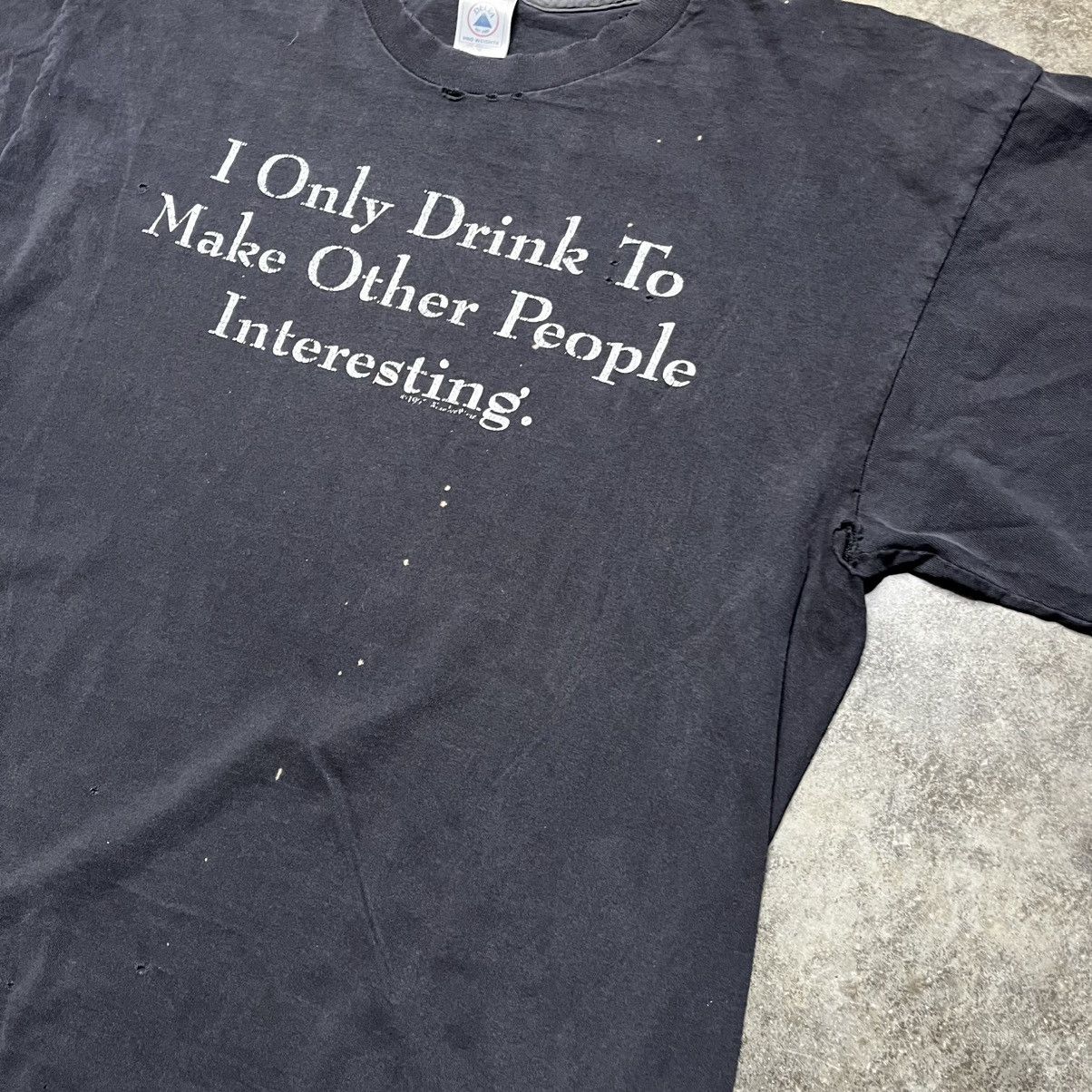 Vintage vintage thrashed alcohol funny baggy tshirt Size US XL / EU 56 / 4 - 4 Thumbnail