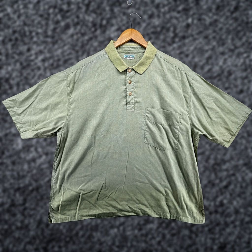 Patagonia VINTAGE Patagonia Polo Shirt Green Mens 2XL Short Sleeve Collared Classic Pocket Size US XXL / EU 58 / 5 - 1 Thumbnail