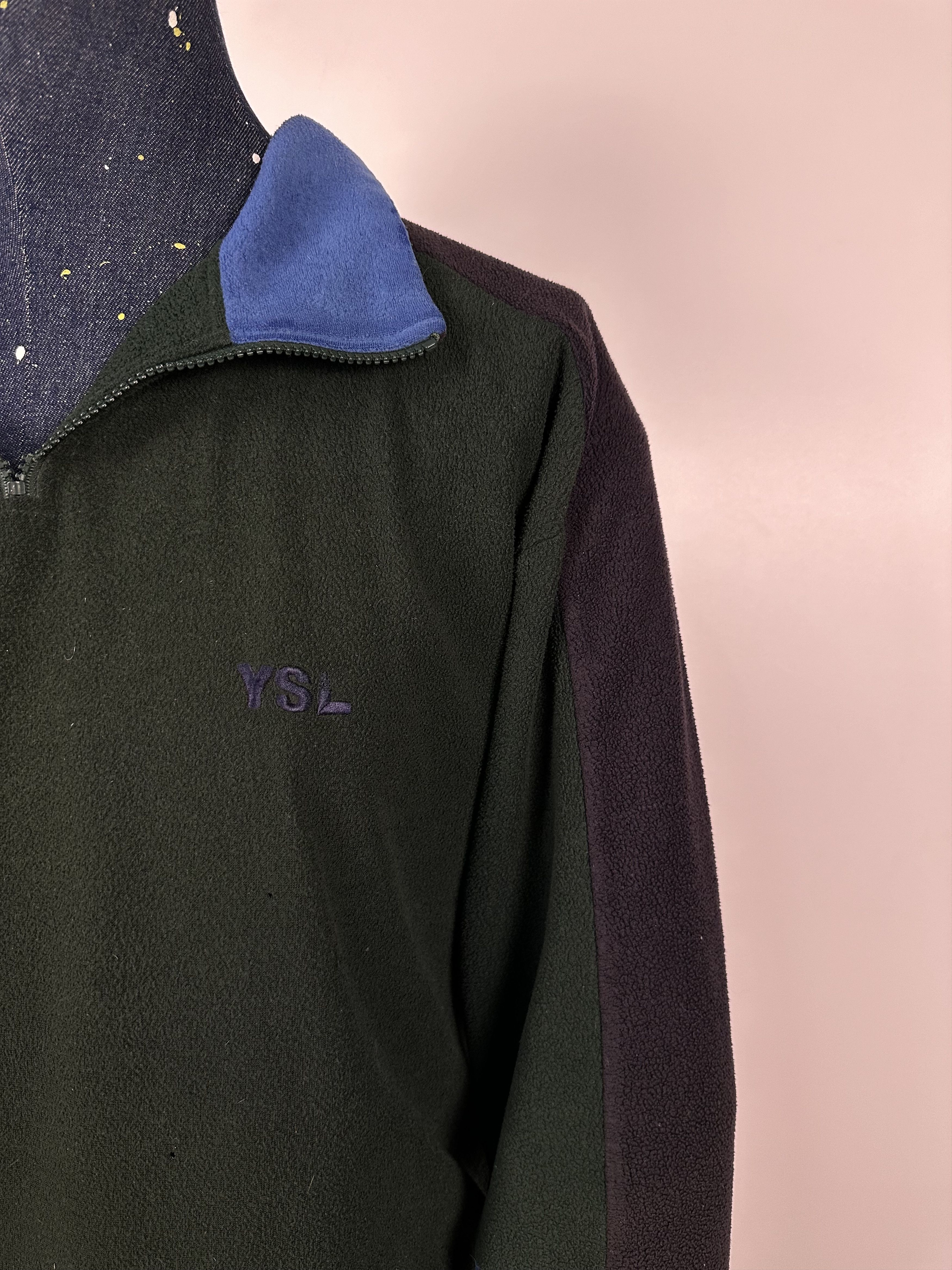 Saint Laurent Paris × Vintage SAINT LAURENT JEANS Fleece Jacket 1\2 Zip Pullover Green Size US XL / EU 56 / 4 - 5 Thumbnail