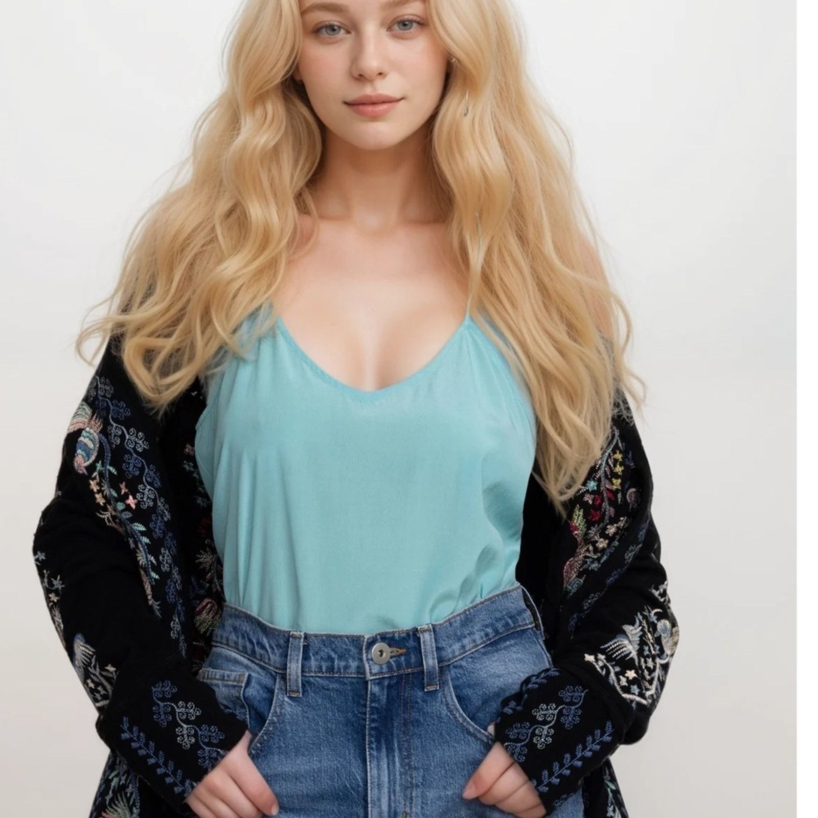 Johnny Was Johnny Was Etta Silk Cami Tank – Robin’s Egg Blue – Size S Size S / US 4 / IT 40 - 3 Thumbnail