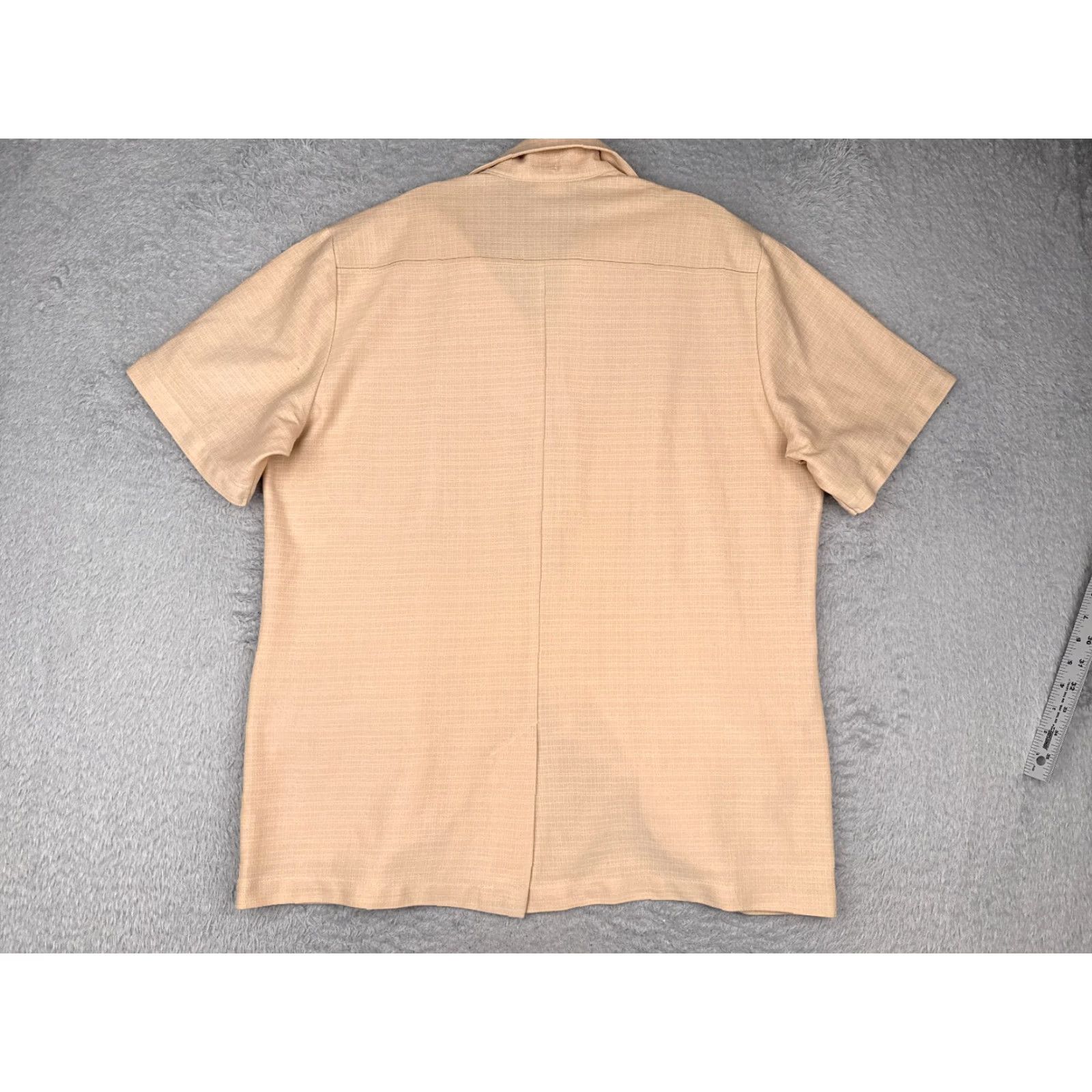 Vintage VINTAGE Mela Shirt Men Beige Short Sleeve Button-Up 3 Pocket Polyester Blend Aloha Beach Vacation XL Mens Size US XL / EU 56 / 4 - 7 Thumbnail