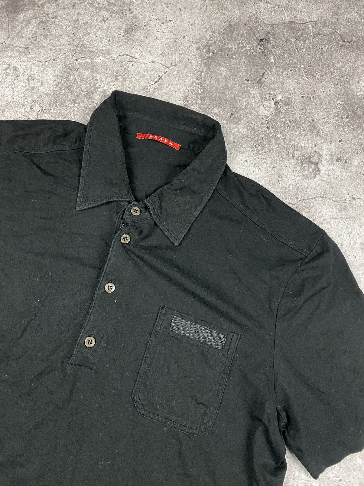 Prada Vintage Black Prada Pocket Polo logo tshirt Size US XL / EU 56 / 4 - 2 Thumbnail