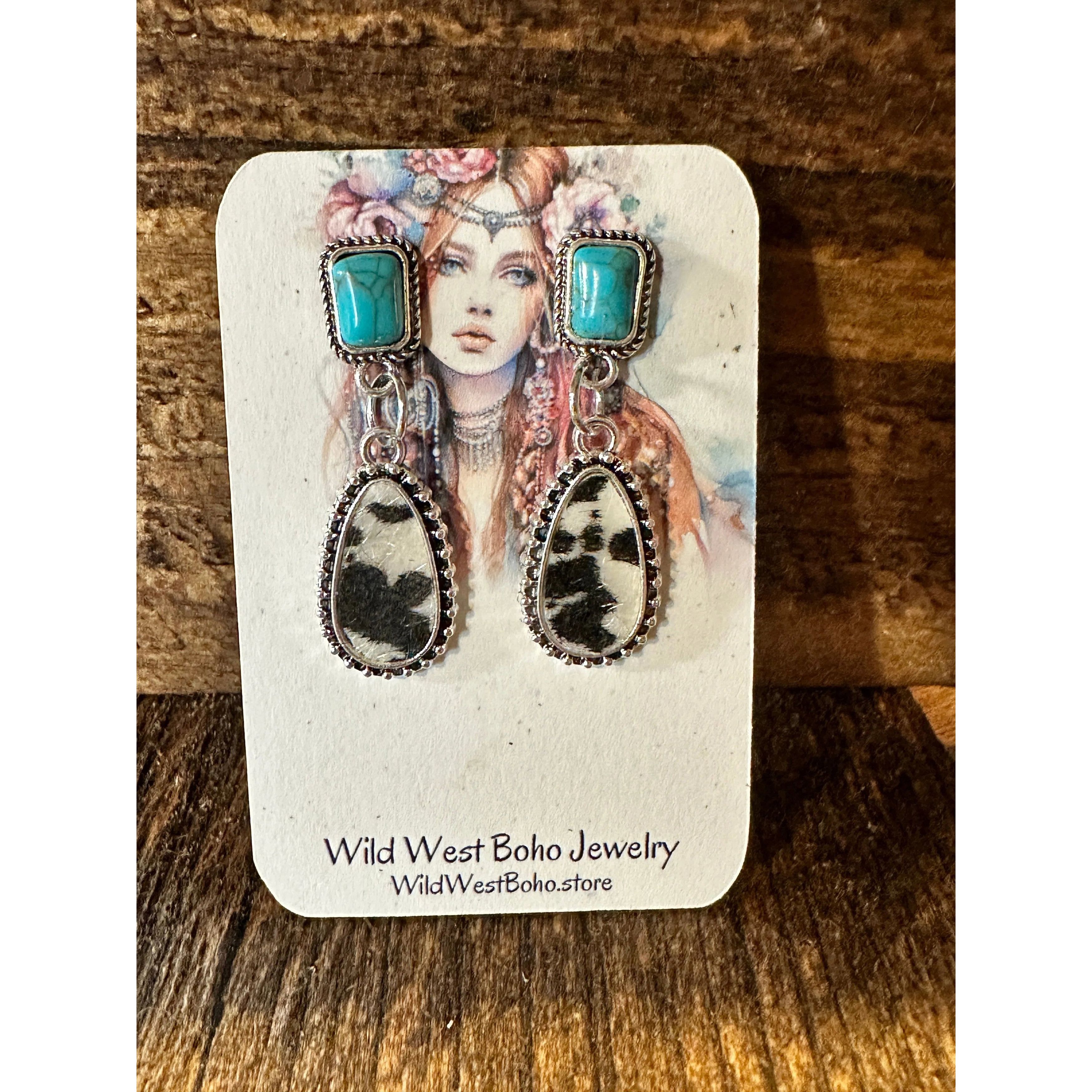 Other Boho Hippie Western Cowgirl Turquoise Stone Silver Drop Stud Size ONE SIZE - 9 Thumbnail