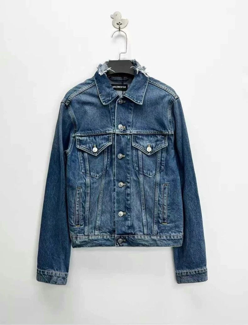 Balenciaga Balenciaga Washed Blue Neckline Old Destruction Back Embroi Size US S / EU 44-46 / 1 - 2 Thumbnail