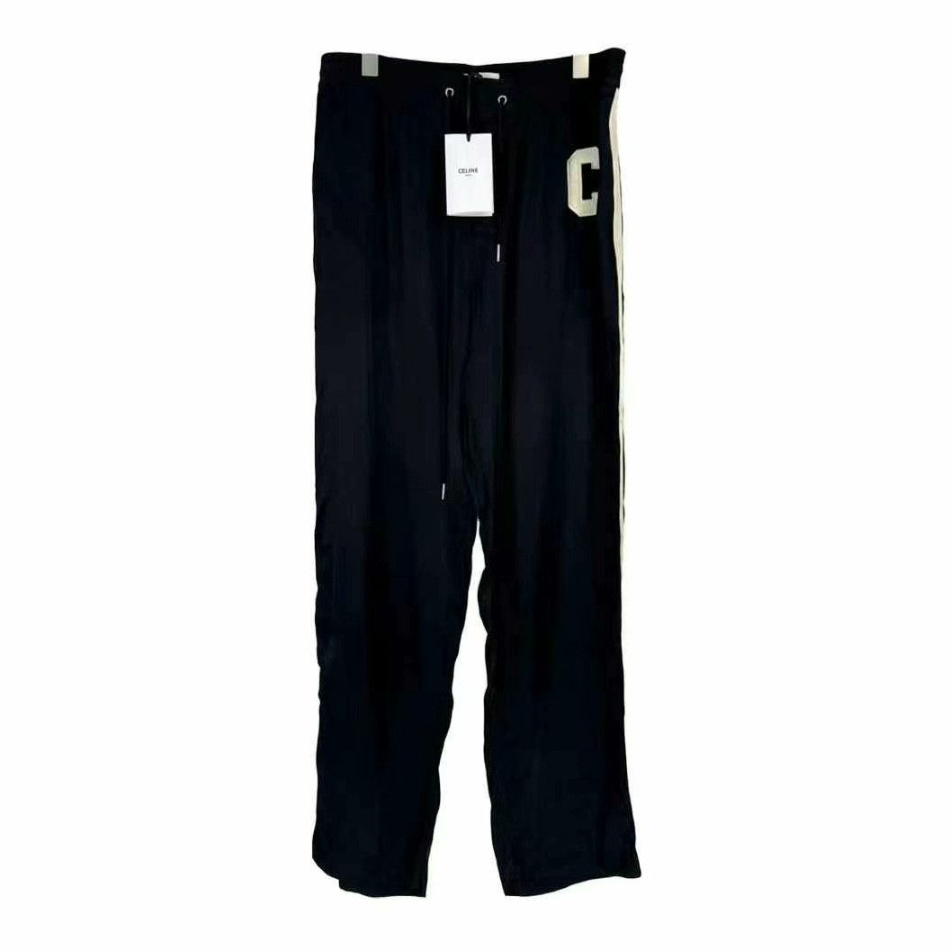 Celine Celine Deep Blue Satin Wide Leg Trousers Size 42" / US 20 - 1 Thumbnail