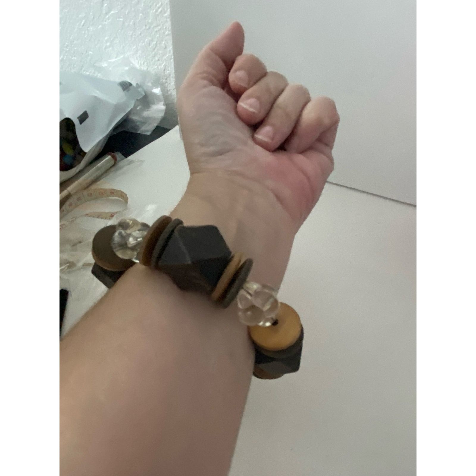 Handmade chunky wood bead bracelet Size ONE SIZE - 2 Thumbnail