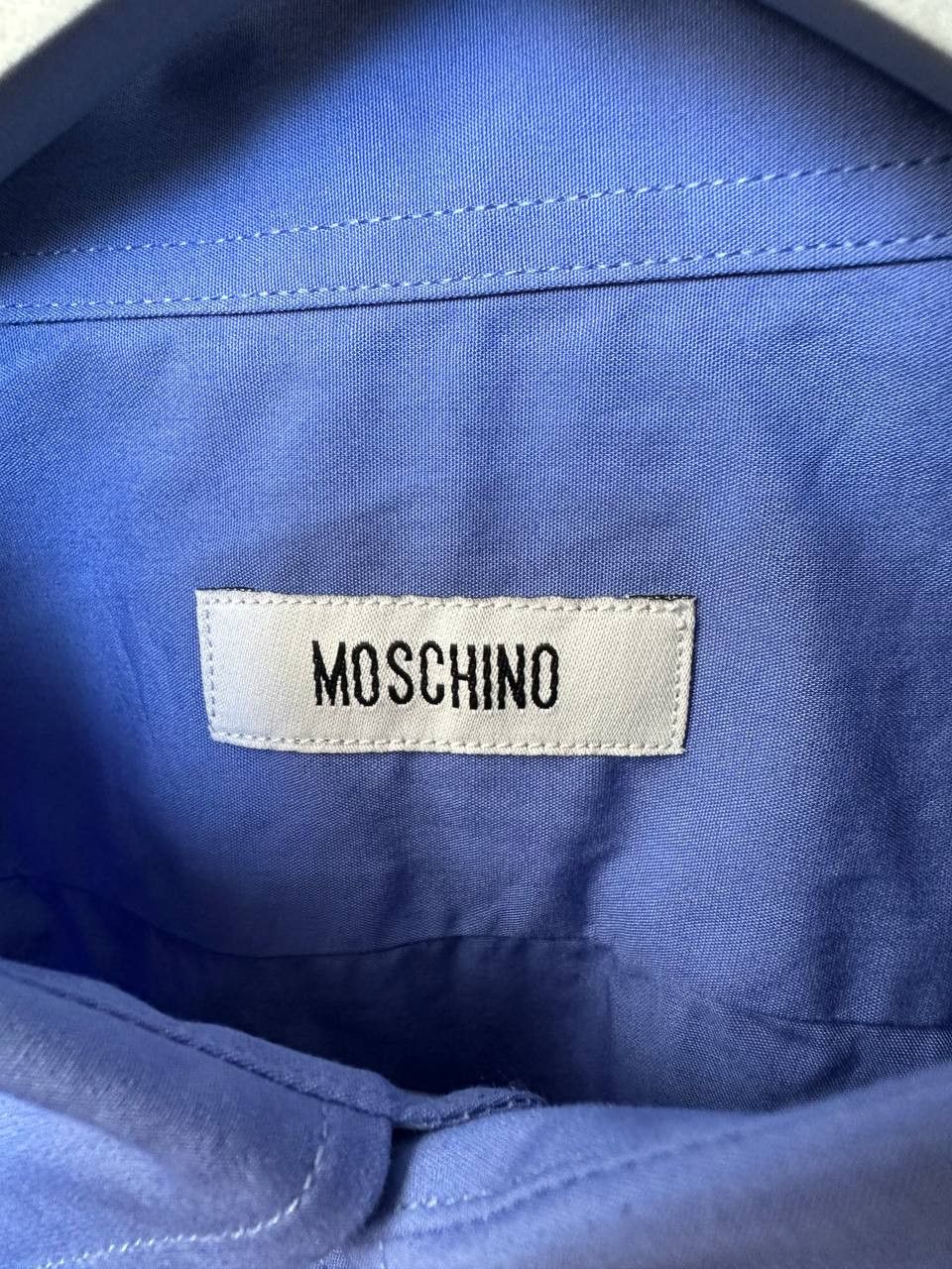 Moschino Moschino Blue Cotton Long-Sleeve Shirt Red Heart Embroidery Size US L / EU 52-54 / 3 - 13 Thumbnail