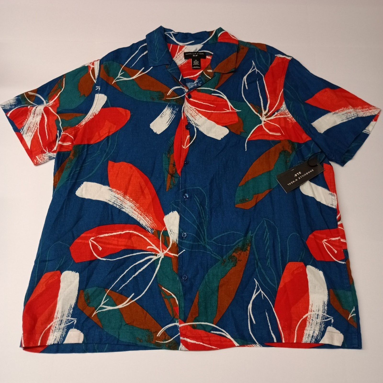 Other Men's Shaquille XLG Linen Blend Blue Floral Shirt Size 2XL Size US XXL / EU 58 / 5 - 1 Thumbnail