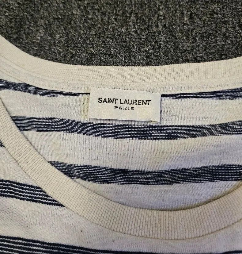 Saint Laurent Paris Saint Laurent Striped Short Sleeve T. Size US L / EU 52-54 / 3 - 3 Thumbnail