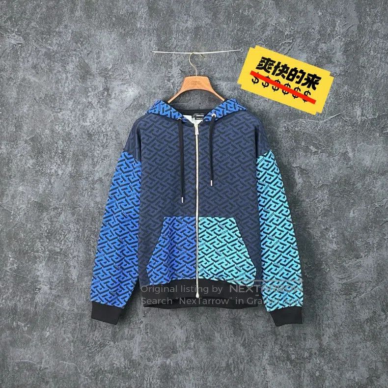 Versace Versace Blue square color-blocking maze series pure cotton Size US L / EU 52-54 / 3 - 1 Thumbnail