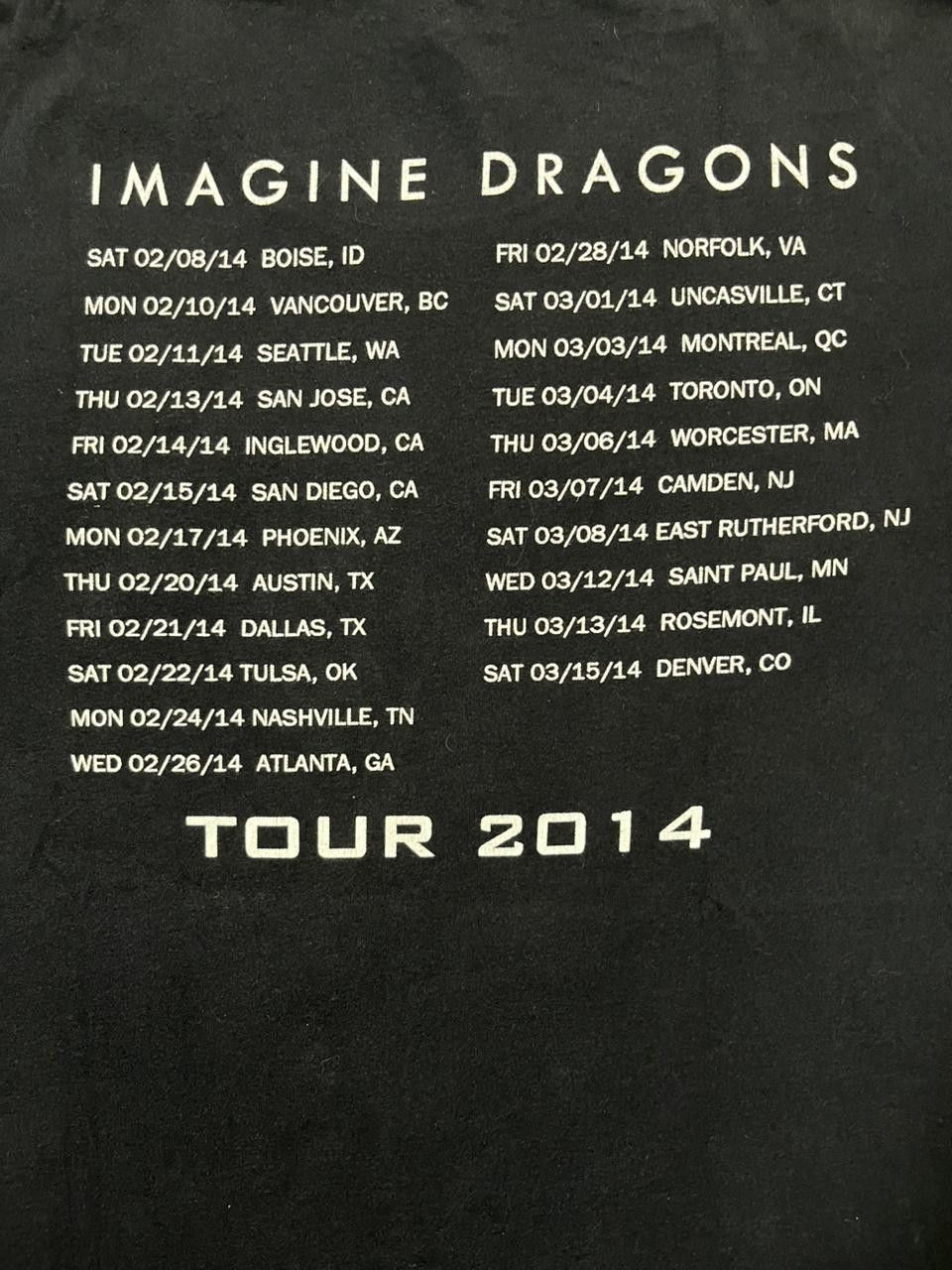 Band Tees Imagine Dragons Tour 2014 Tee Size US L / EU 52-54 / 3 - 4 Thumbnail