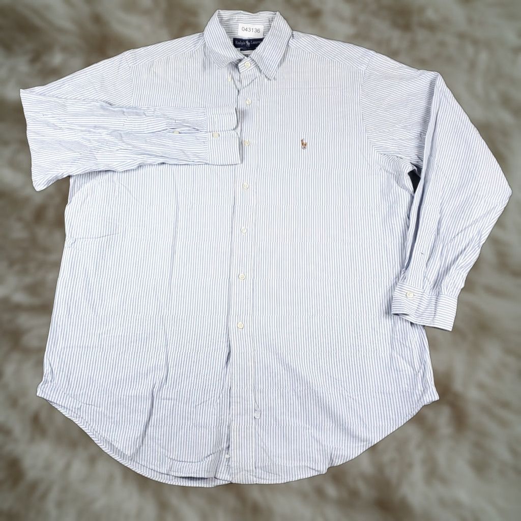 Ralph Lauren Ralph Lauren Shirt Mens 16.5 Blue Striped Dress Button Up Long Sleeve Size 42R - 1 Thumbnail
