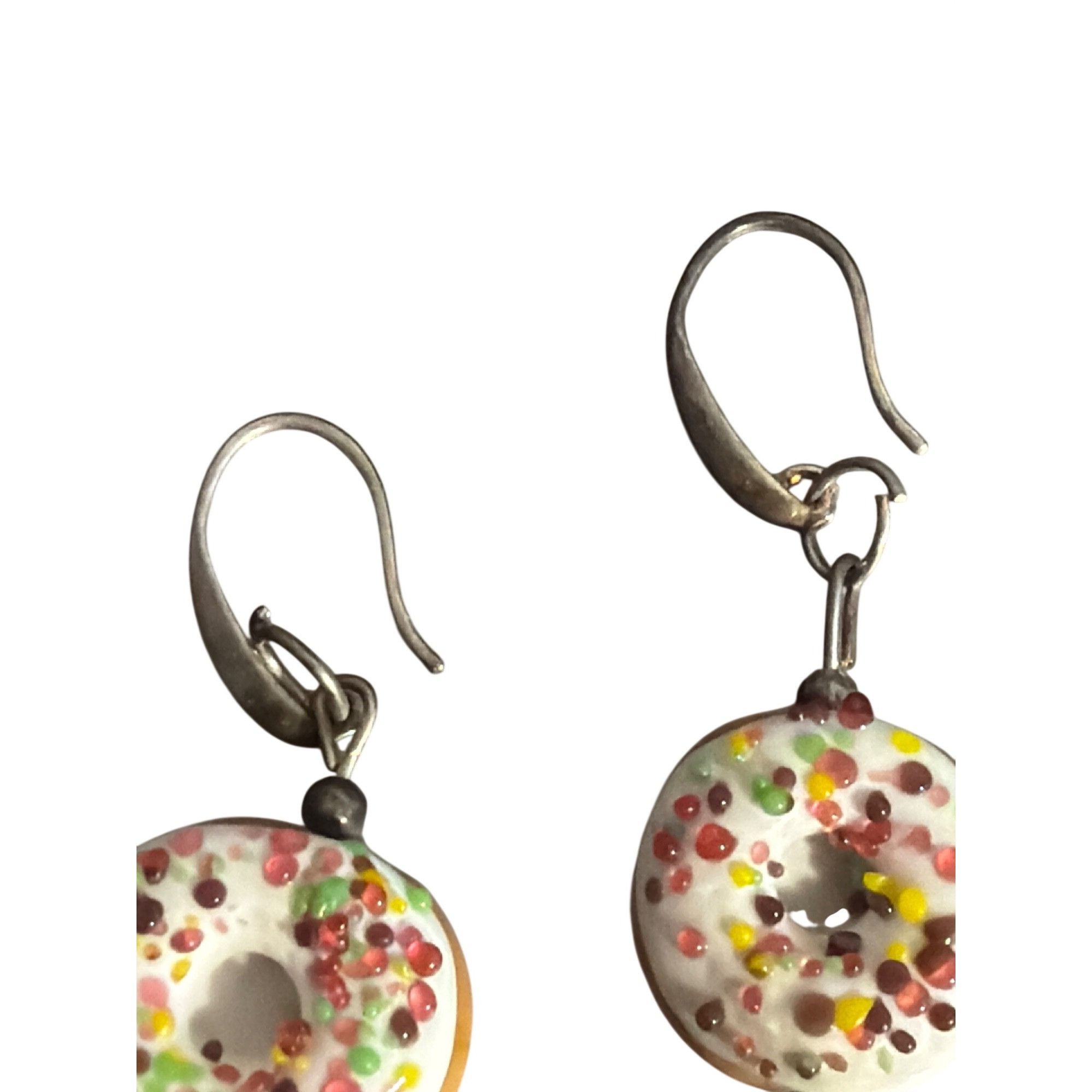 Other Handcrafted Donut Glass Dangle Earrings Multicolor Sprinkle Size ONE SIZE - 3 Thumbnail