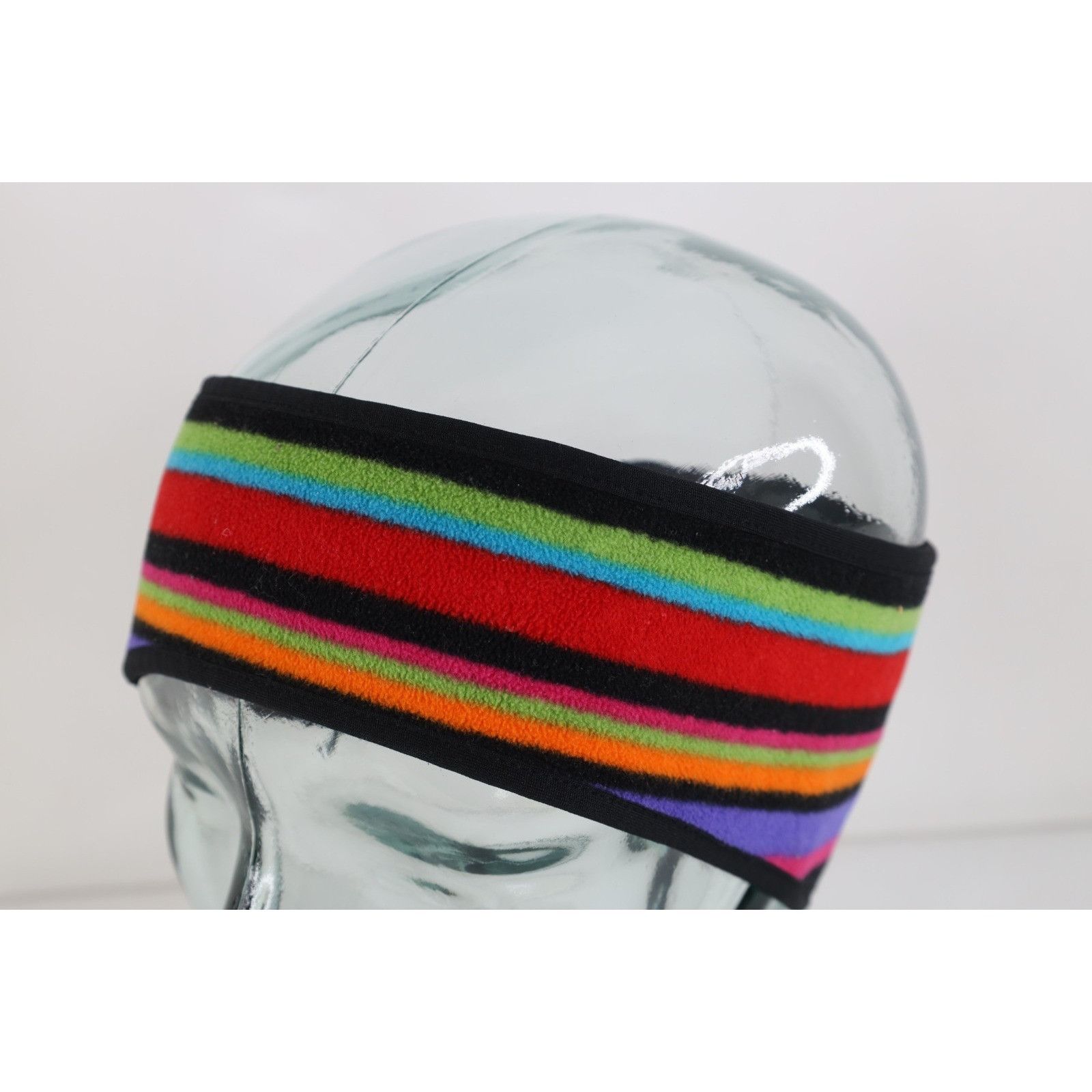 Vintage Vintage 90s Rainbow Striped Fleece Winter Headband Size ONE SIZE - 1 Thumbnail