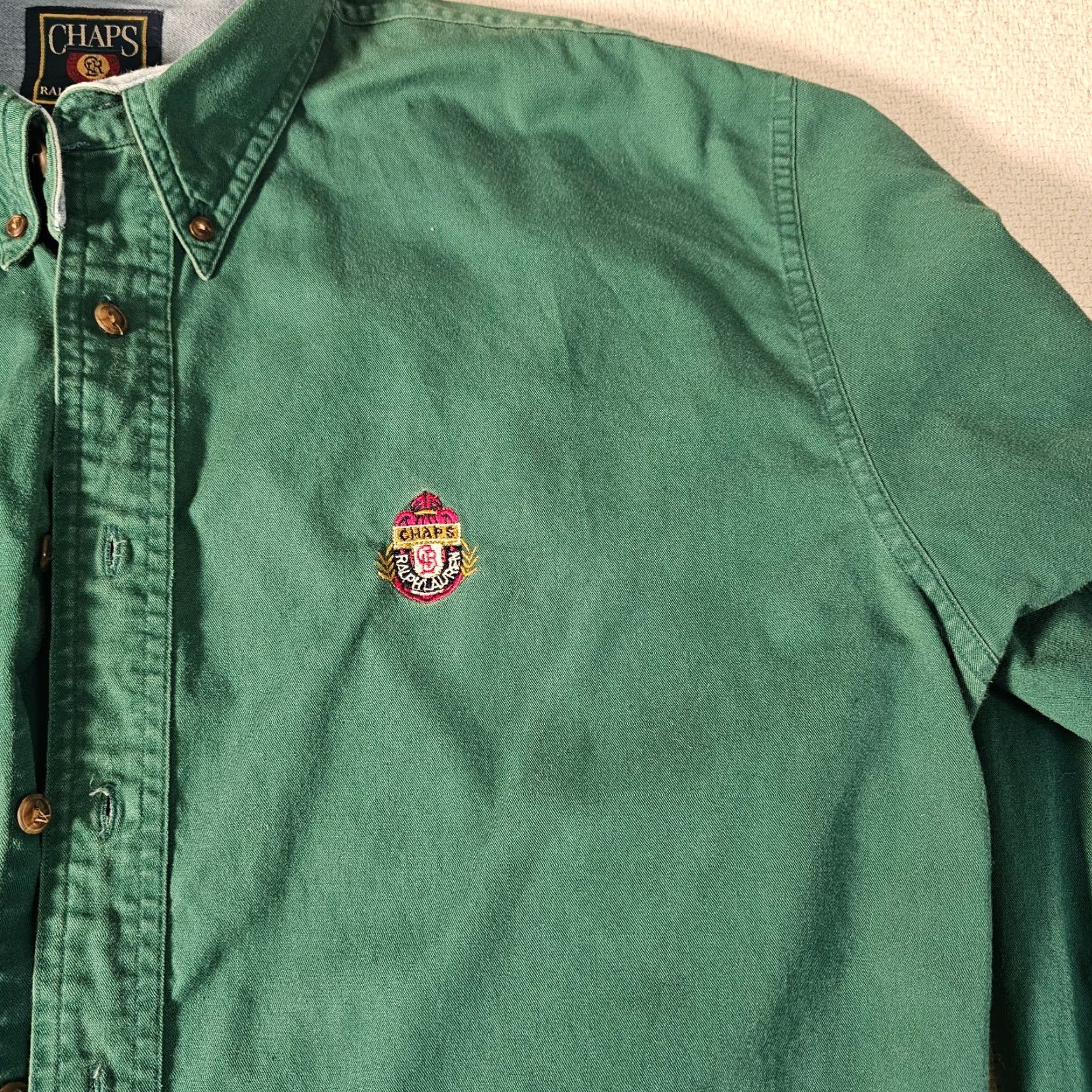 Chaps CHAPS Ralph Lauren Button Down Shirt Mens Size L Green Easy Care Chest Logo Shirt Size US L / EU 52-54 / 3 - 3 Thumbnail