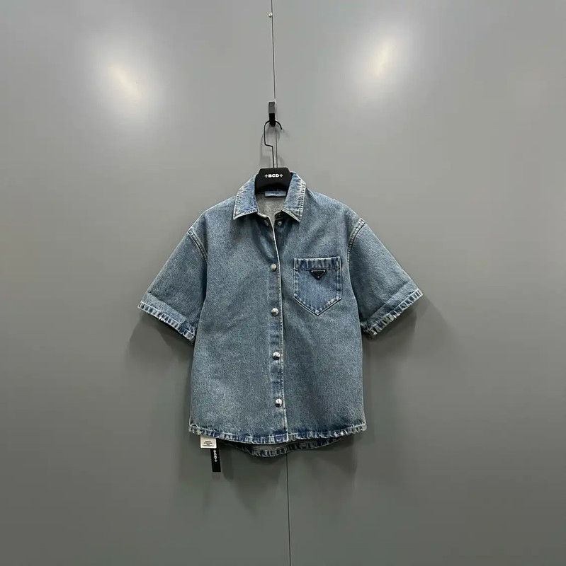 Prada Short Sleeve Denim Shirt for Men