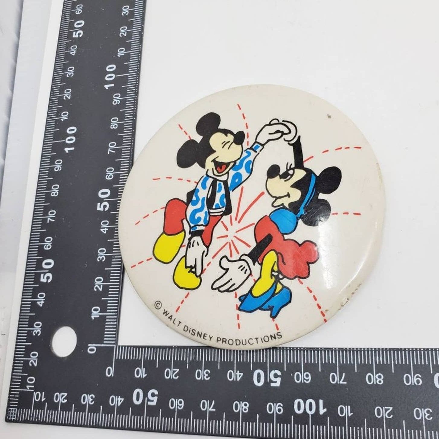 Disney VTG Walt Disney Productions Mickey & Minnie Dancing Button Size ONE SIZE - 8 Thumbnail