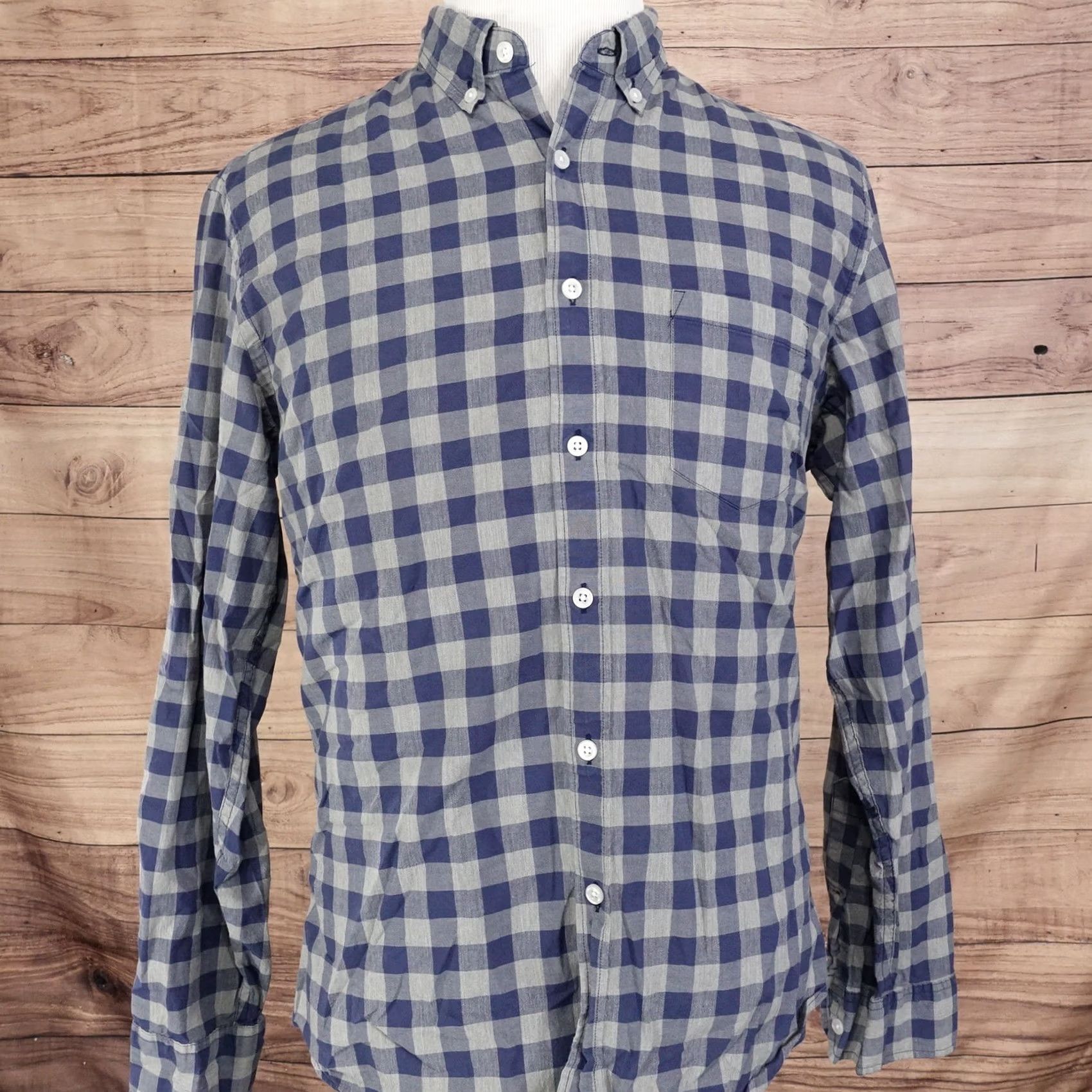 J.Crew J.CREW MERCANTILE FLEX BLUE GREY CHECK BUTTON-DOWN SHIRT MENS SIZE L LARGE Size US L / EU 52-54 / 3 - 3 Thumbnail