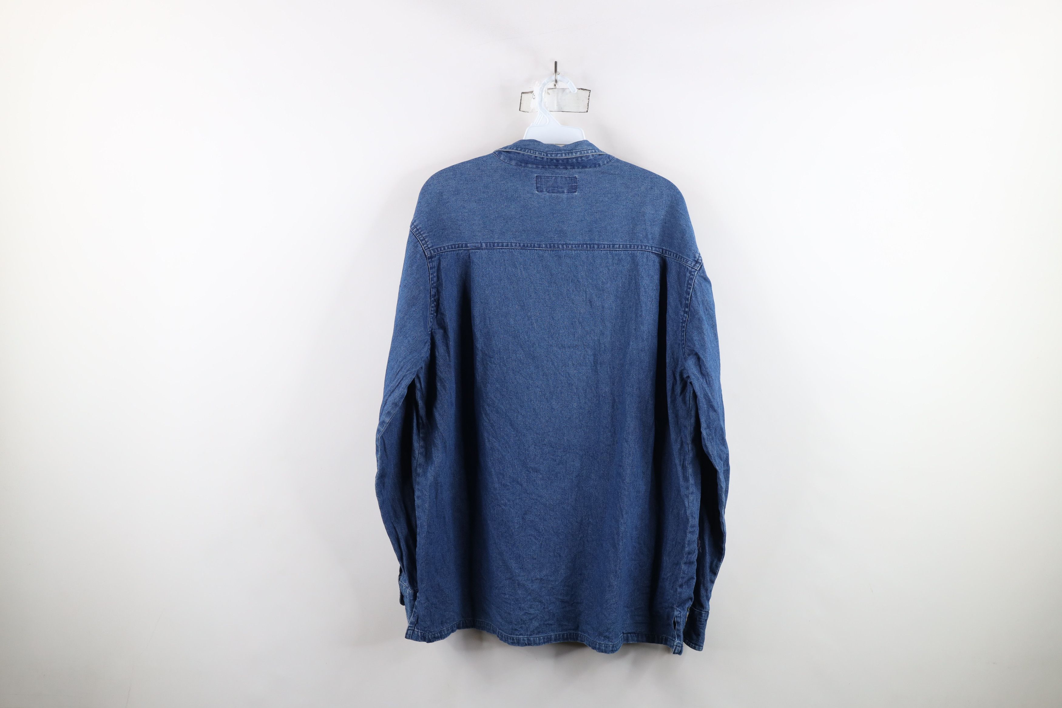Vintage Vintage 90s Streetwear Embroidered Flower Denim Button Shirt Size XL / US 12-14 / IT 48-50 - 12 Thumbnail