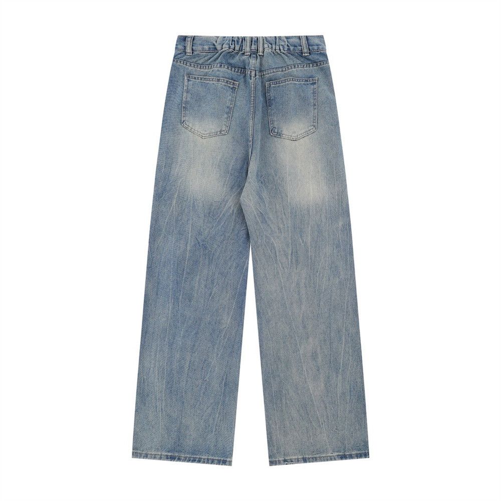 Japanese Brand × Jean Street punk pleated casual washed distressed straight jeans Size US 32 / EU 48 - 2 Thumbnail