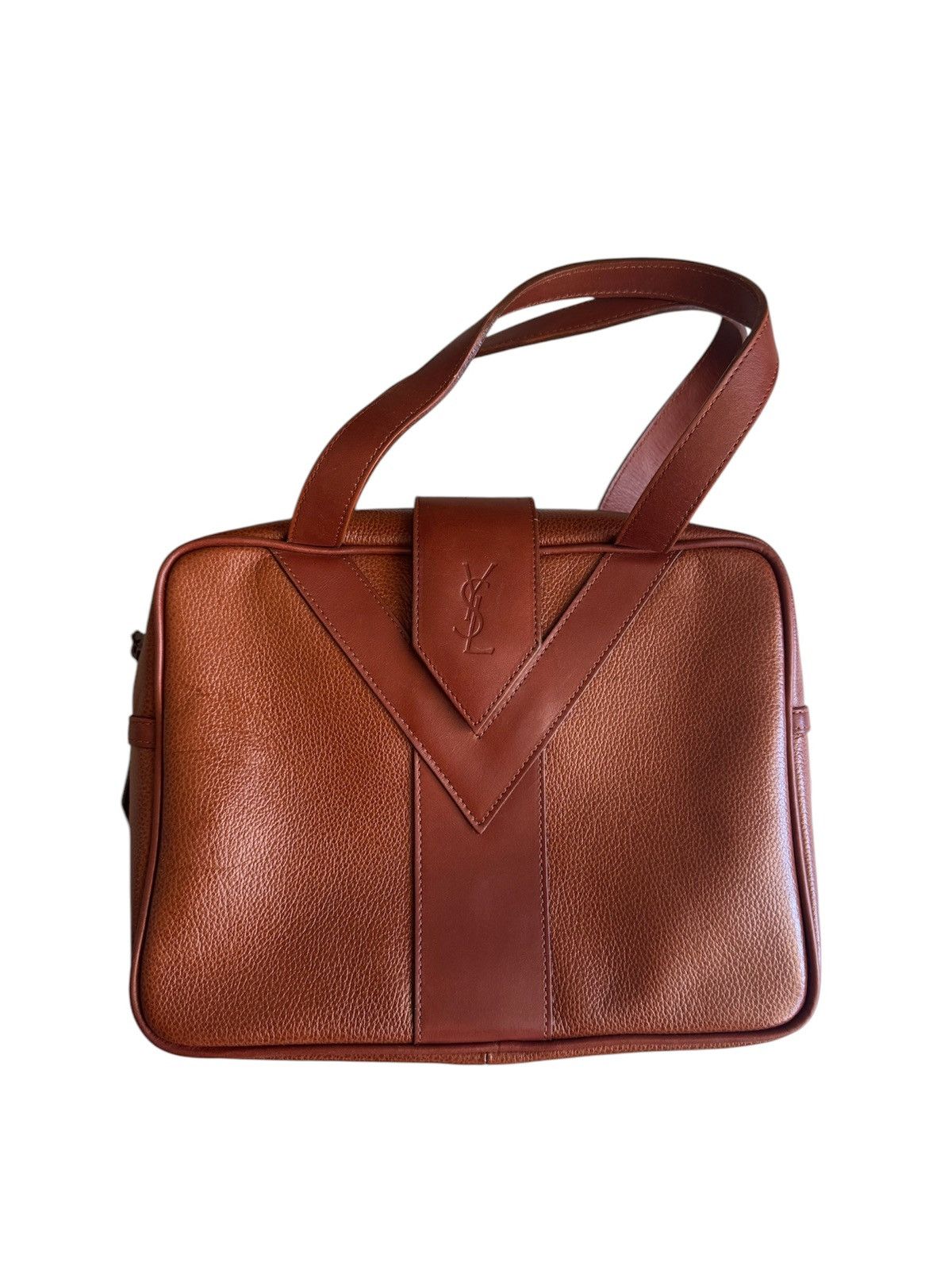 Vintage × Yves Saint Laurent Yves Saint Laurent YSL Brown Leather Handbag Size ONE SIZE - 1 Thumbnail