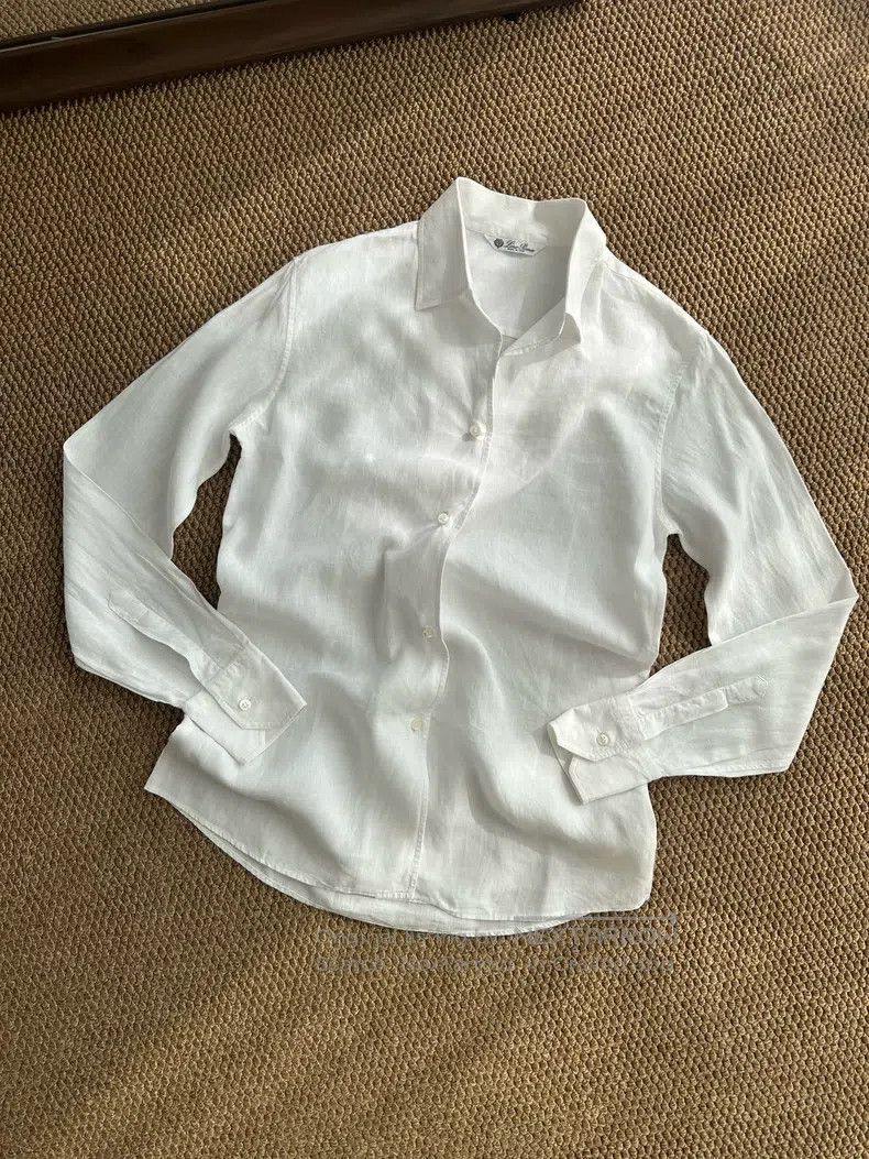 Loro Piana Loro Piana Linen Solid Mother-of-Pearl Button Shirt, White Size S / US 4 / IT 40 - 2 Thumbnail