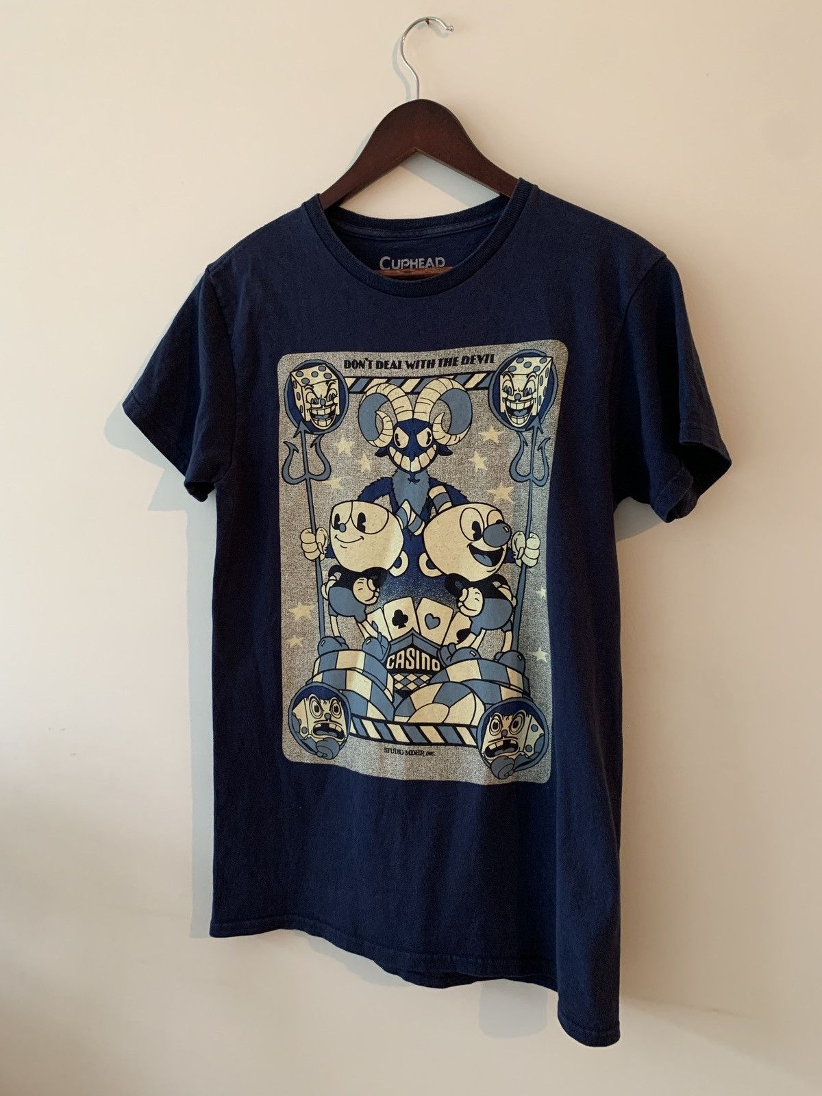 Cartoon Network × Vintage Cuphead Video Game Casino Devil Animated Art T Shirt Size US S / EU 44-46 / 1 - 2 Thumbnail