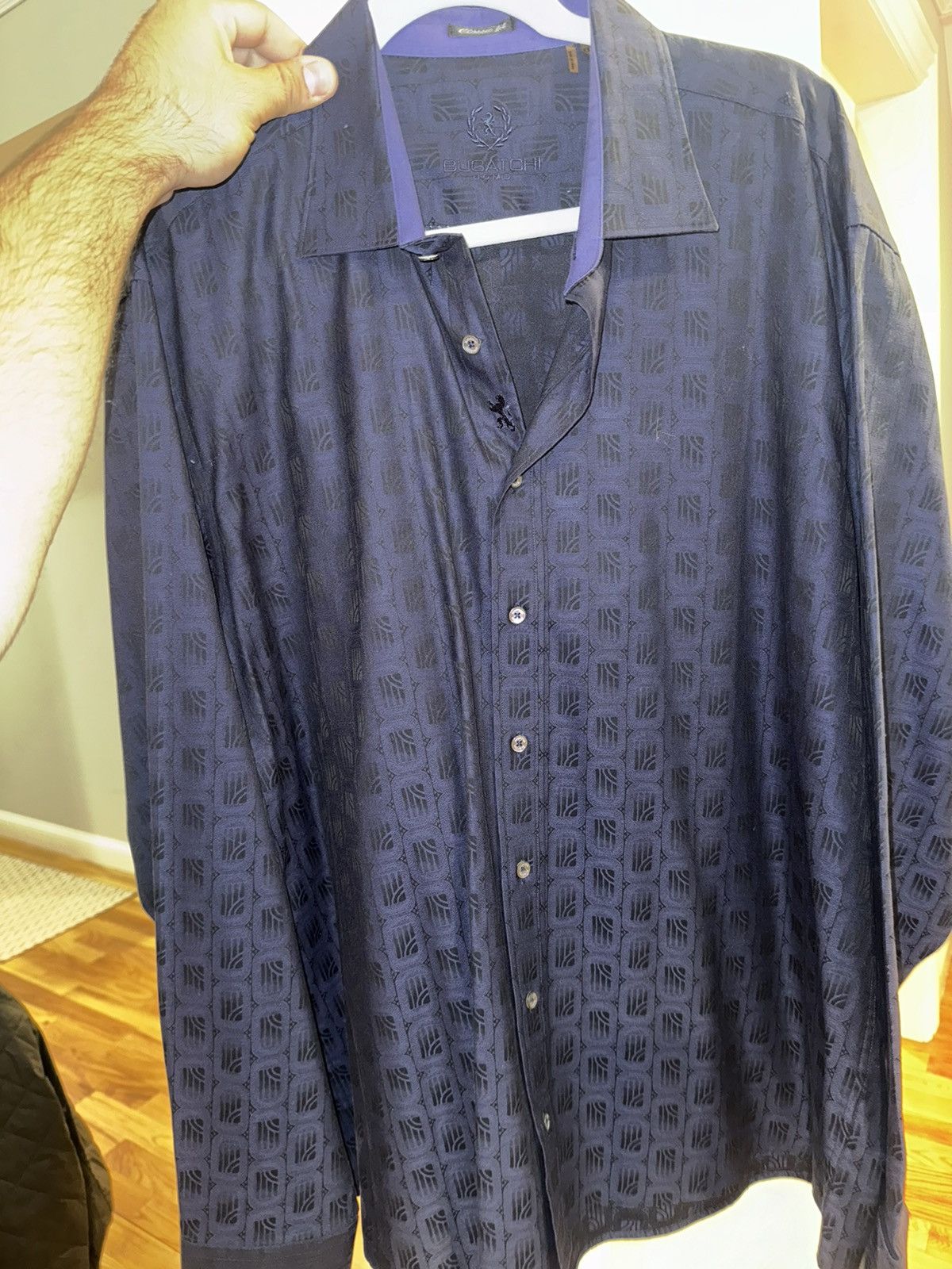 BUGATCHI Bugatchi Classic Fit Navy Blue Button Down Size US XXL / EU 58 / 5 - 1 Thumbnail