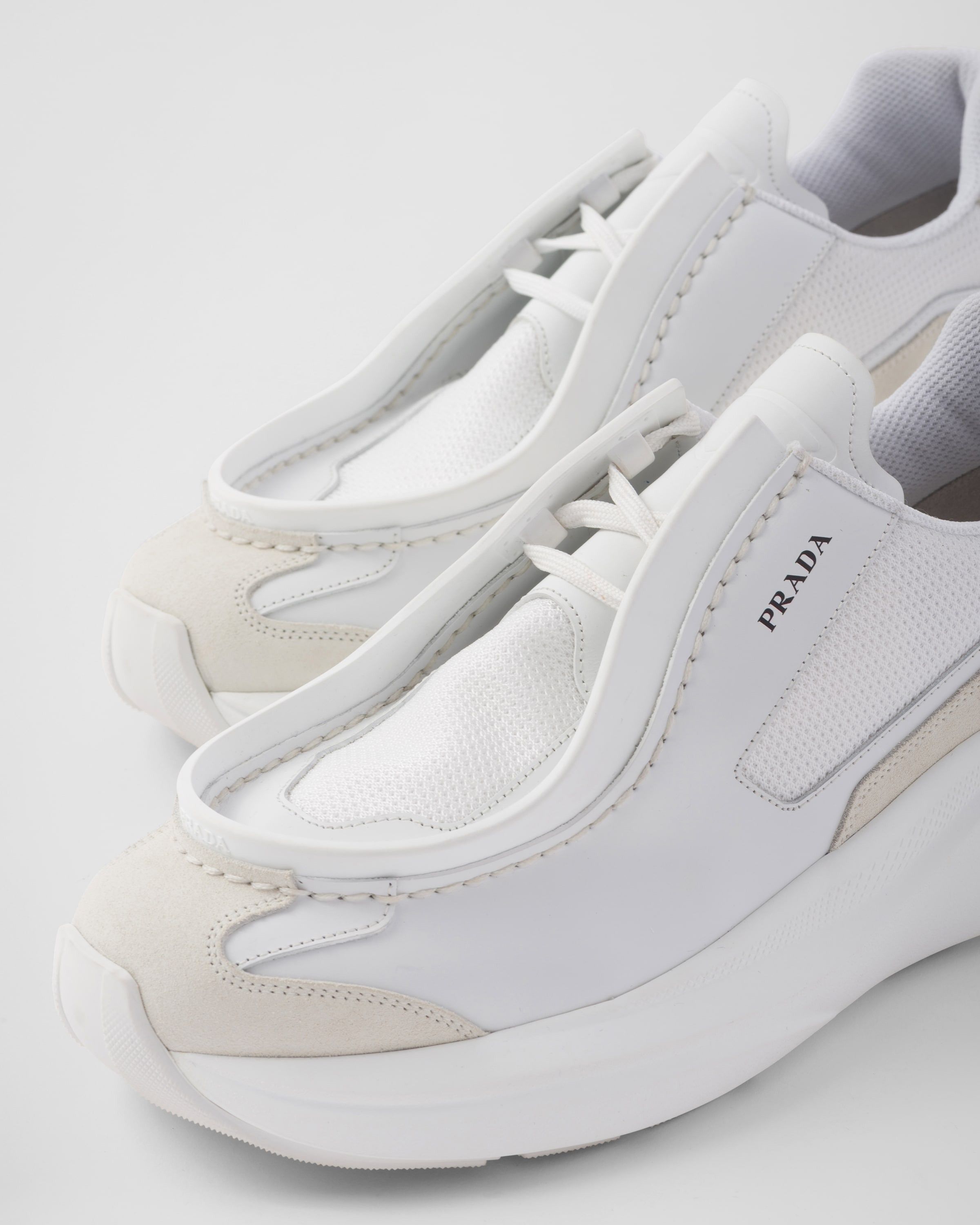 Prada o1la1rc1a0925 Panelled Leather Chunky Sneakers White/Ivory Size US 11 / EU 44 - 6 Thumbnail