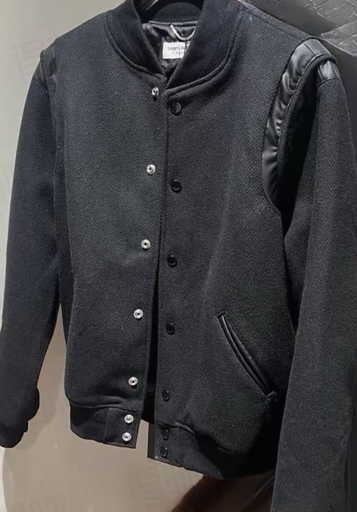 Saint Laurent Paris Saint Laurent Black Wool Baseball Jacket Size 46 Size US S / EU 44-46 / 1 - 1 Thumbnail