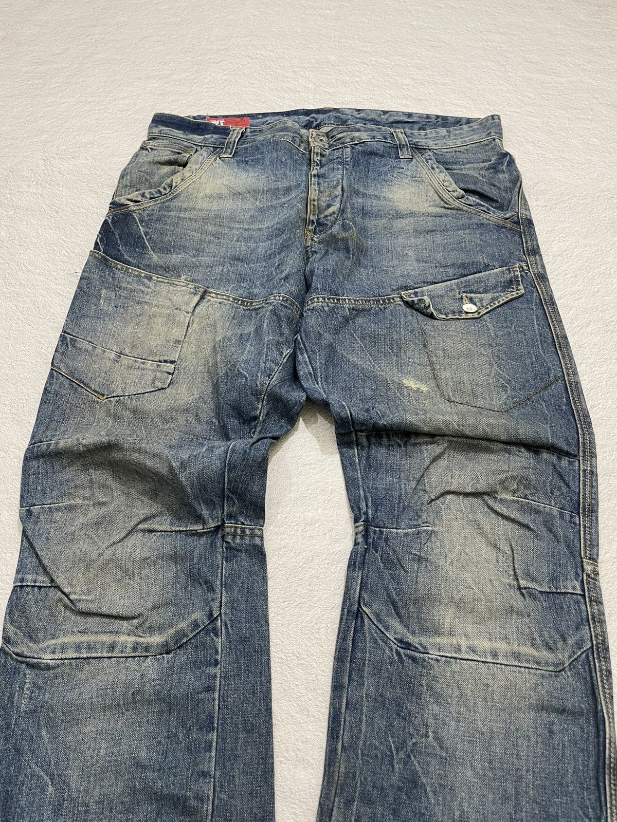 Zara 2000s Japanese Zara Multi Pocket Lightning Wash Denim Y2K Size US 38 / EU 54 - 2 Thumbnail