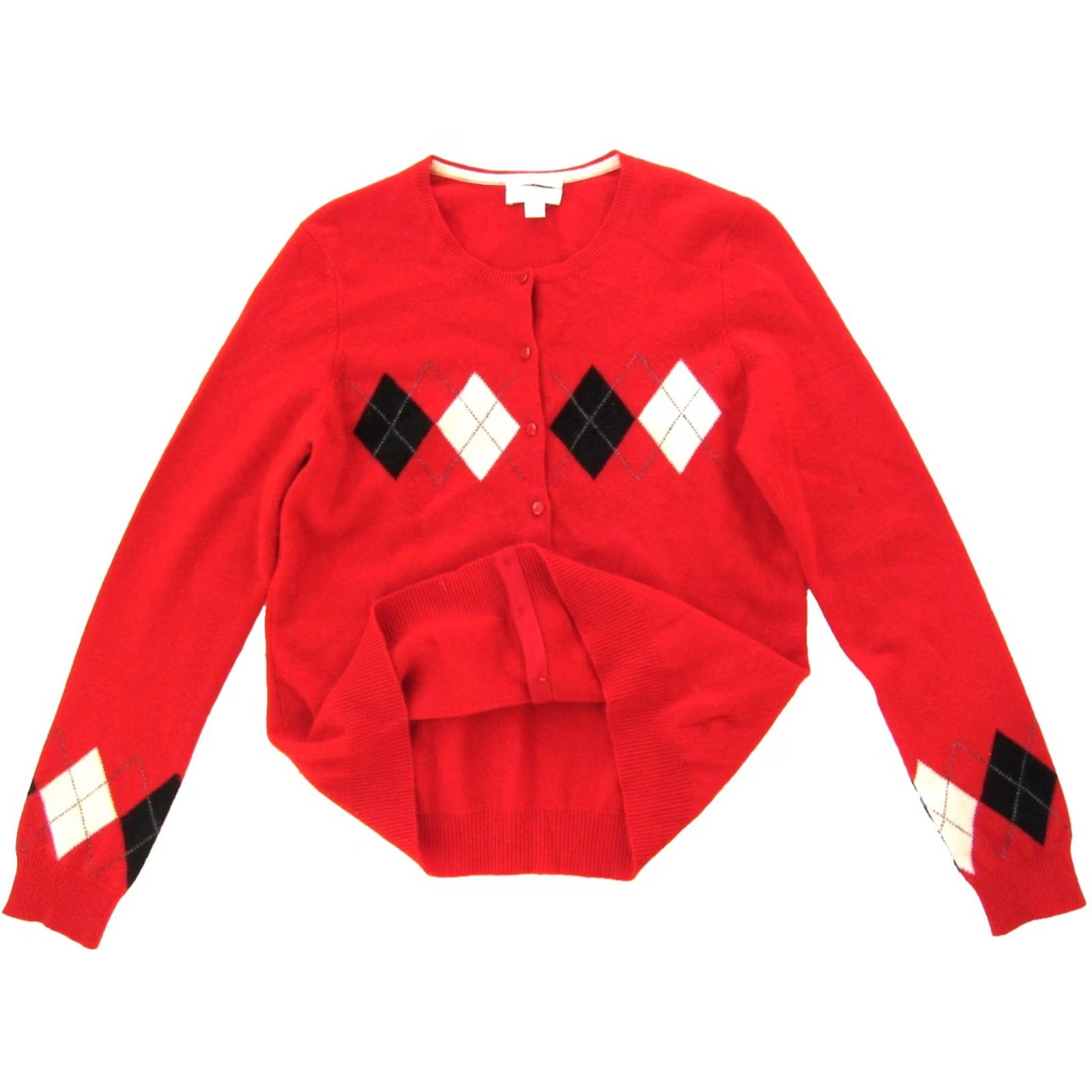 Charter Club Charter Club Cardigan Knit Sweater 2-Ply 100% Cashmere Red White Black Argyle S Womens Casual Cardigan Size S / US 4 / IT 40 - 4 Thumbnail
