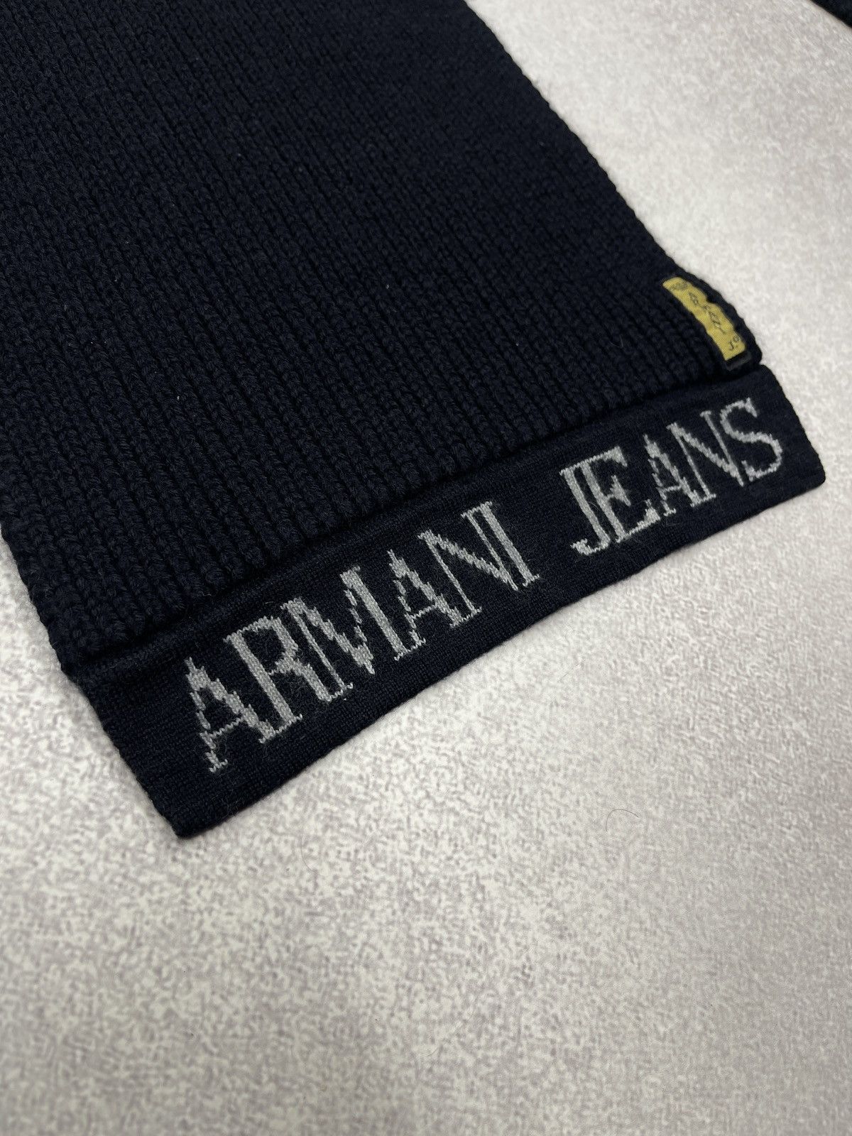Giorgio Armani Mens Armani Jeans Armani Knitted Scarf Navy Big Logo Size ONE SIZE - 2 Thumbnail